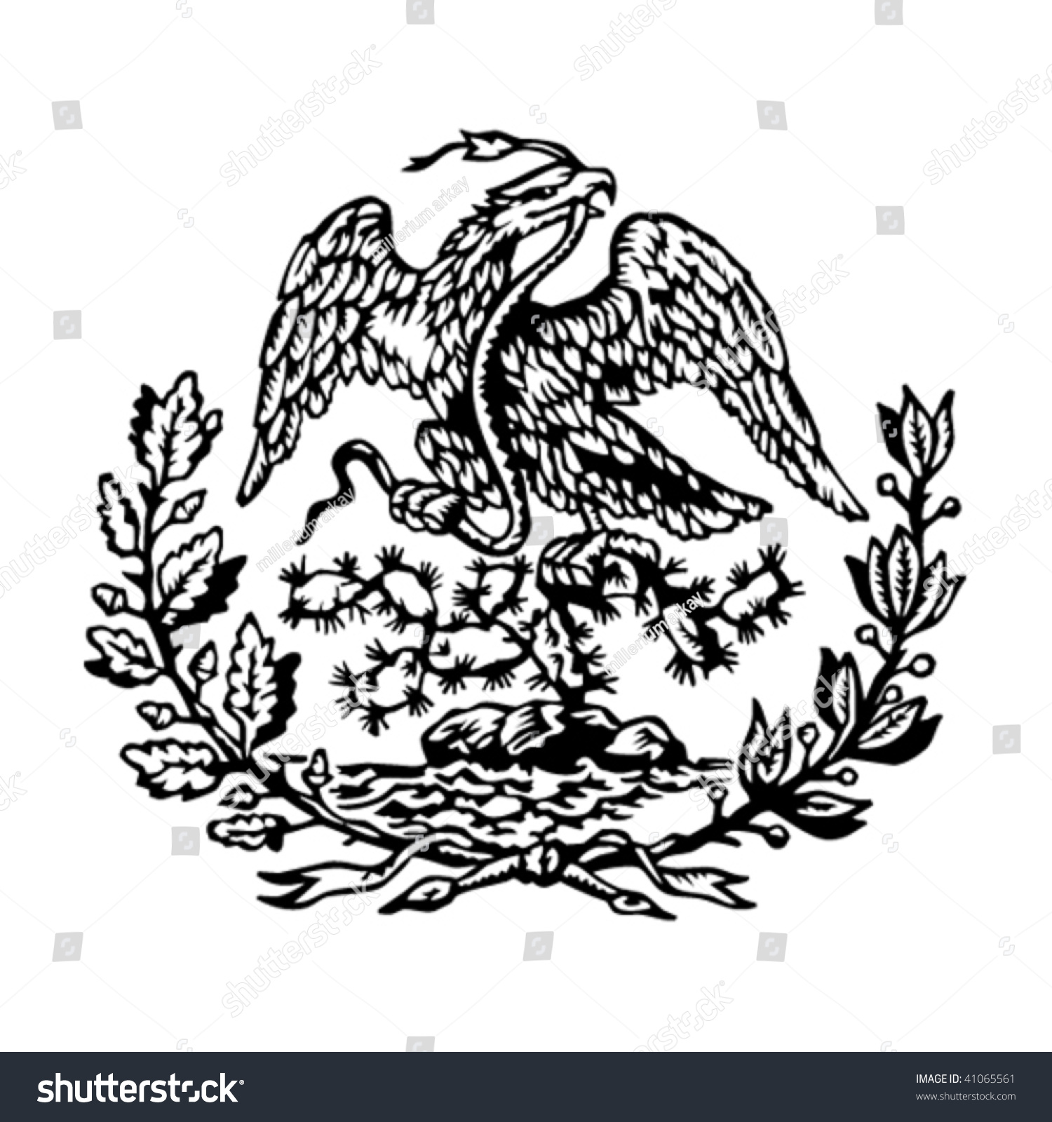 Mexican Coat Of Arms Stock Vector Illustration 41065561 : Shutterstock
