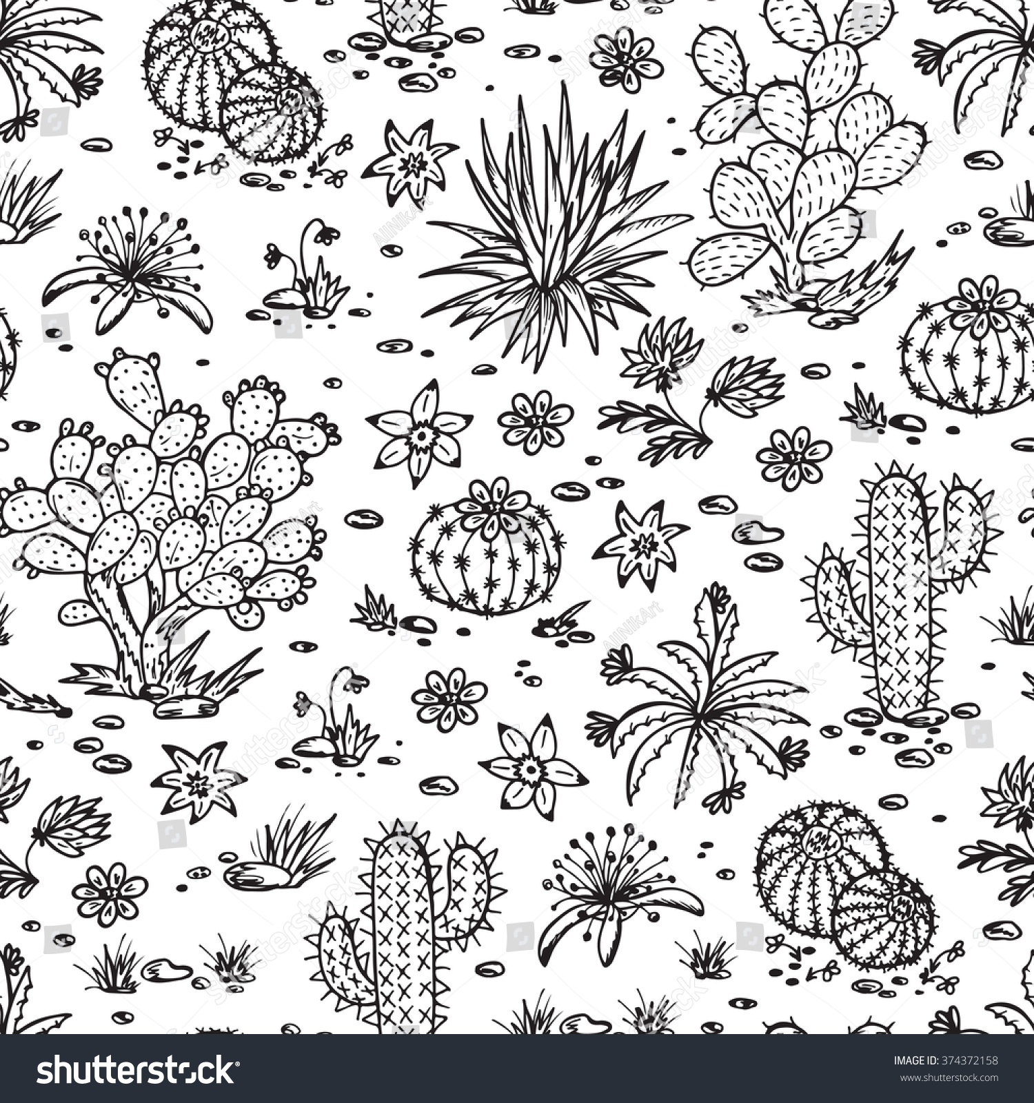 Mexican Flora Vector Seamless Pattern Nature Stock Vector 374372158 ...