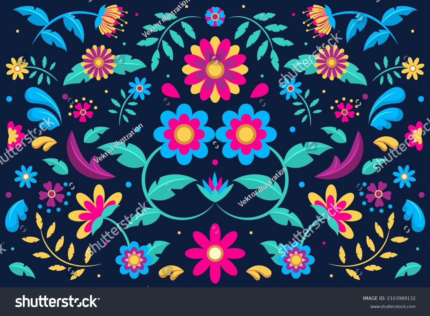 Mexican Flower Traditional Pattern Background Mexican Stock Vector ...