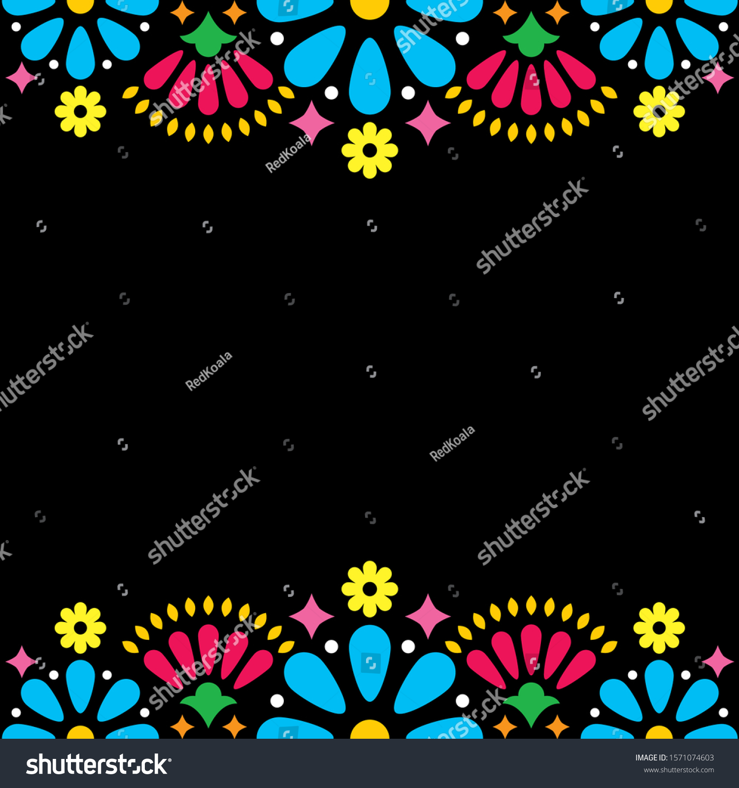 Mexican Folk Vector Wedding Party Invitation Stock Vector (Royalty Free ...