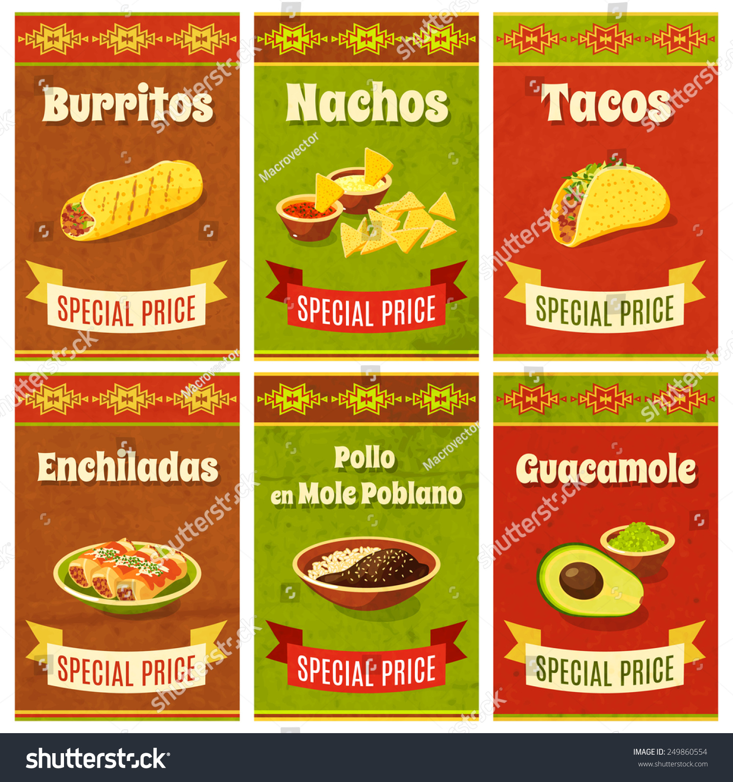 Mexican Food Promo Poster Mini Set Stock Vector 249860554 