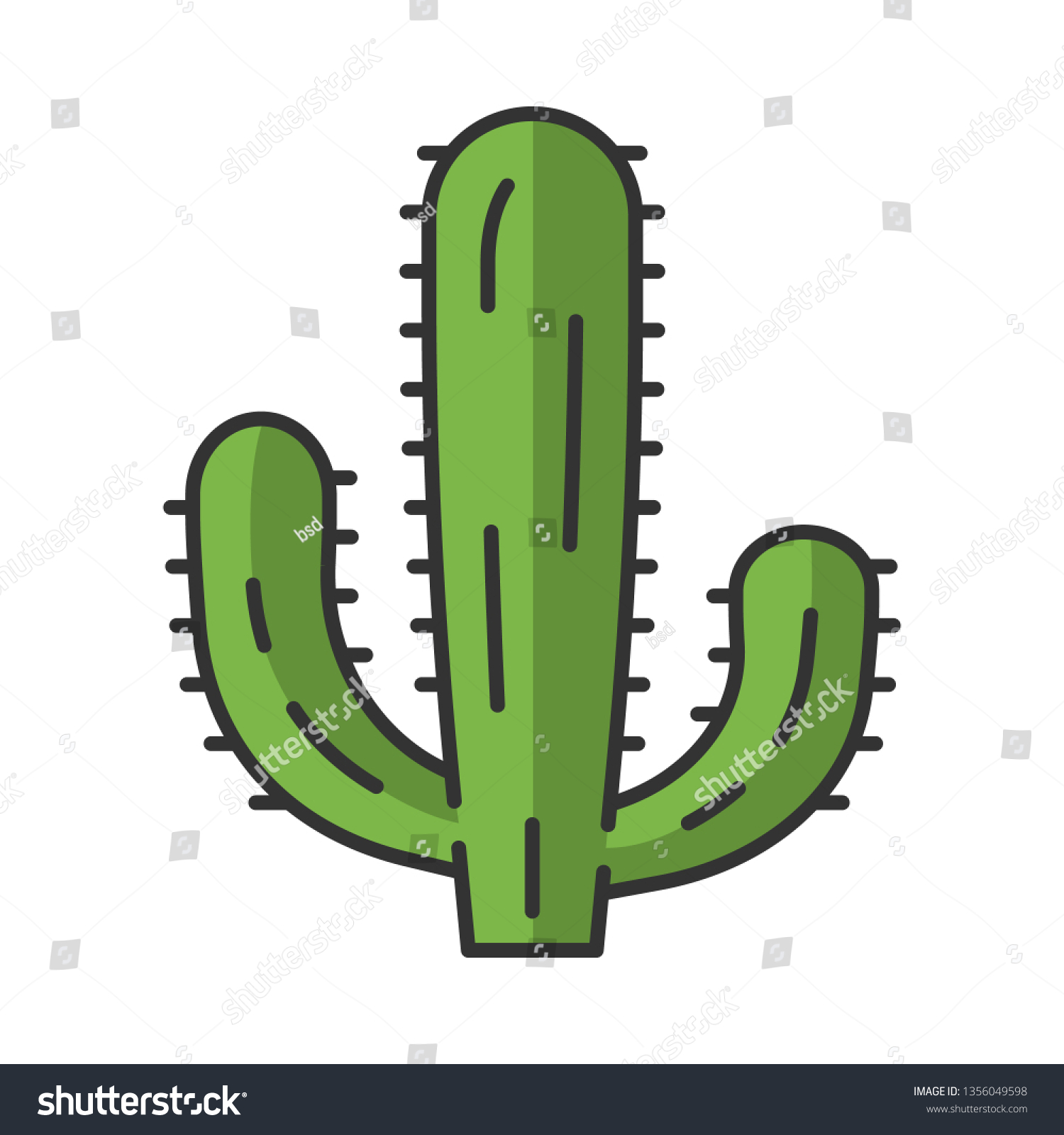 SVG of Mexican giant cactus color icon. Cardon. Elephant cactus. Mexican flora. Tallest cacti. Isolated vector illustration svg