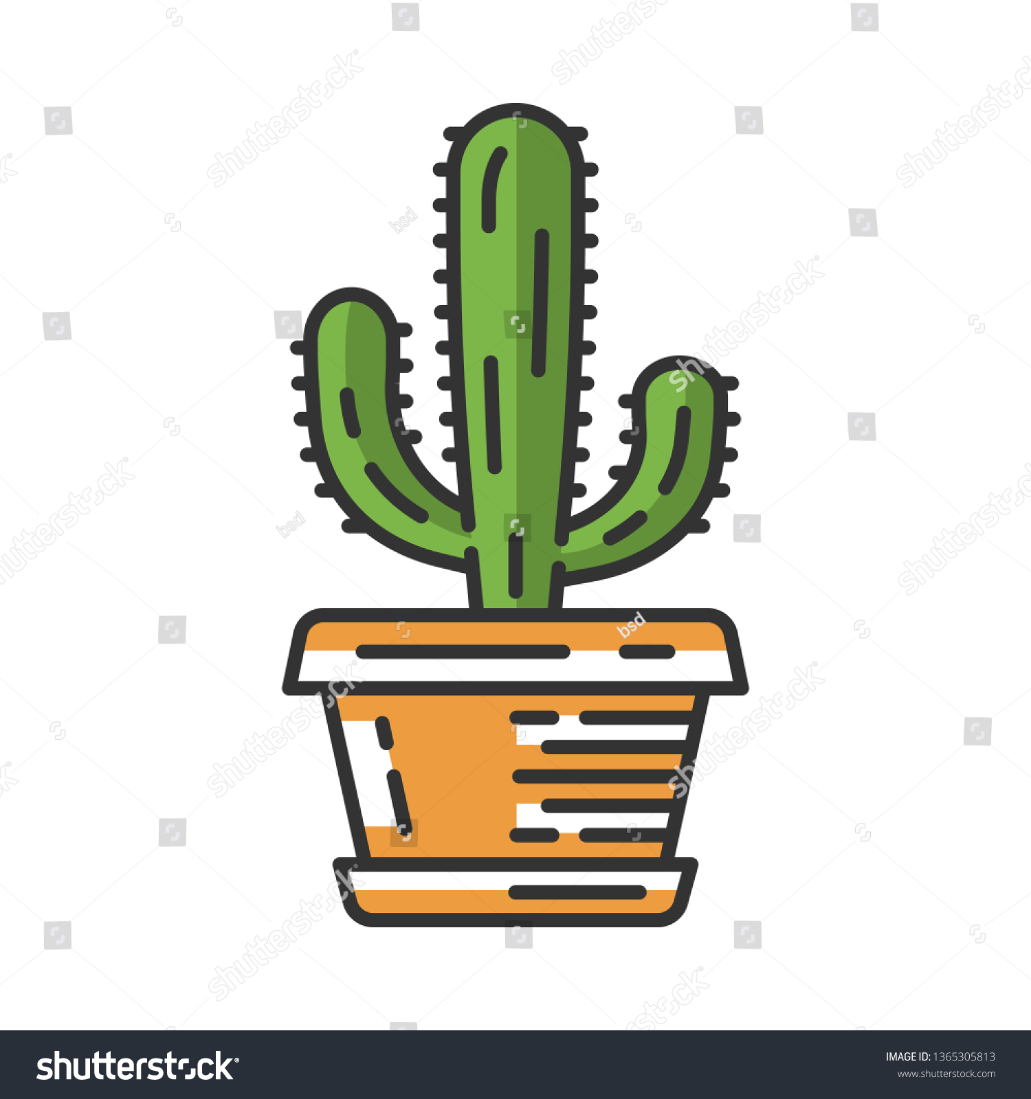 SVG of Mexican giant cactus in pot color icon. Cardon. Elephant cactus. House and garden plant. Isolated vector illustration svg