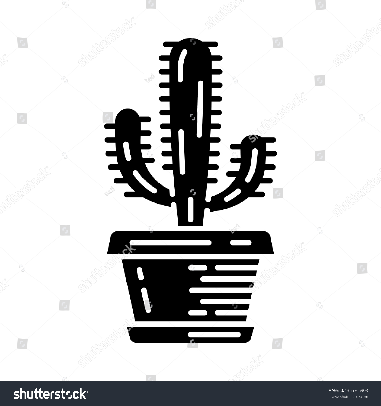 SVG of Mexican giant cactus in pot glyph icon. Cardon. Elephant cactus. House and garden plant. Silhouette symbol. Negative space. Vector isolated illustration svg