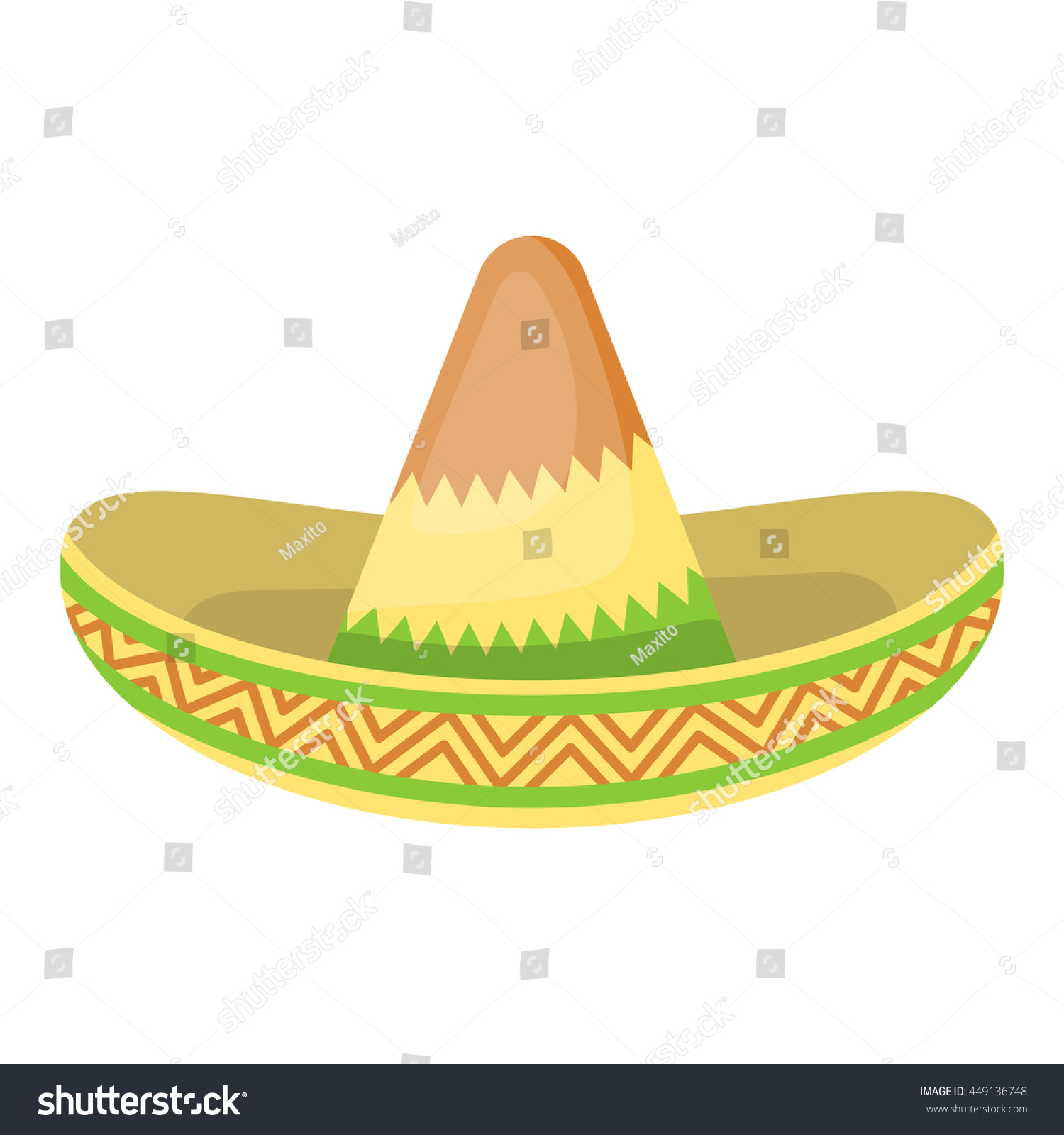 Mexican Hat Colorful Flat Icon Vector Stock Vector (Royalty Free) 449136748