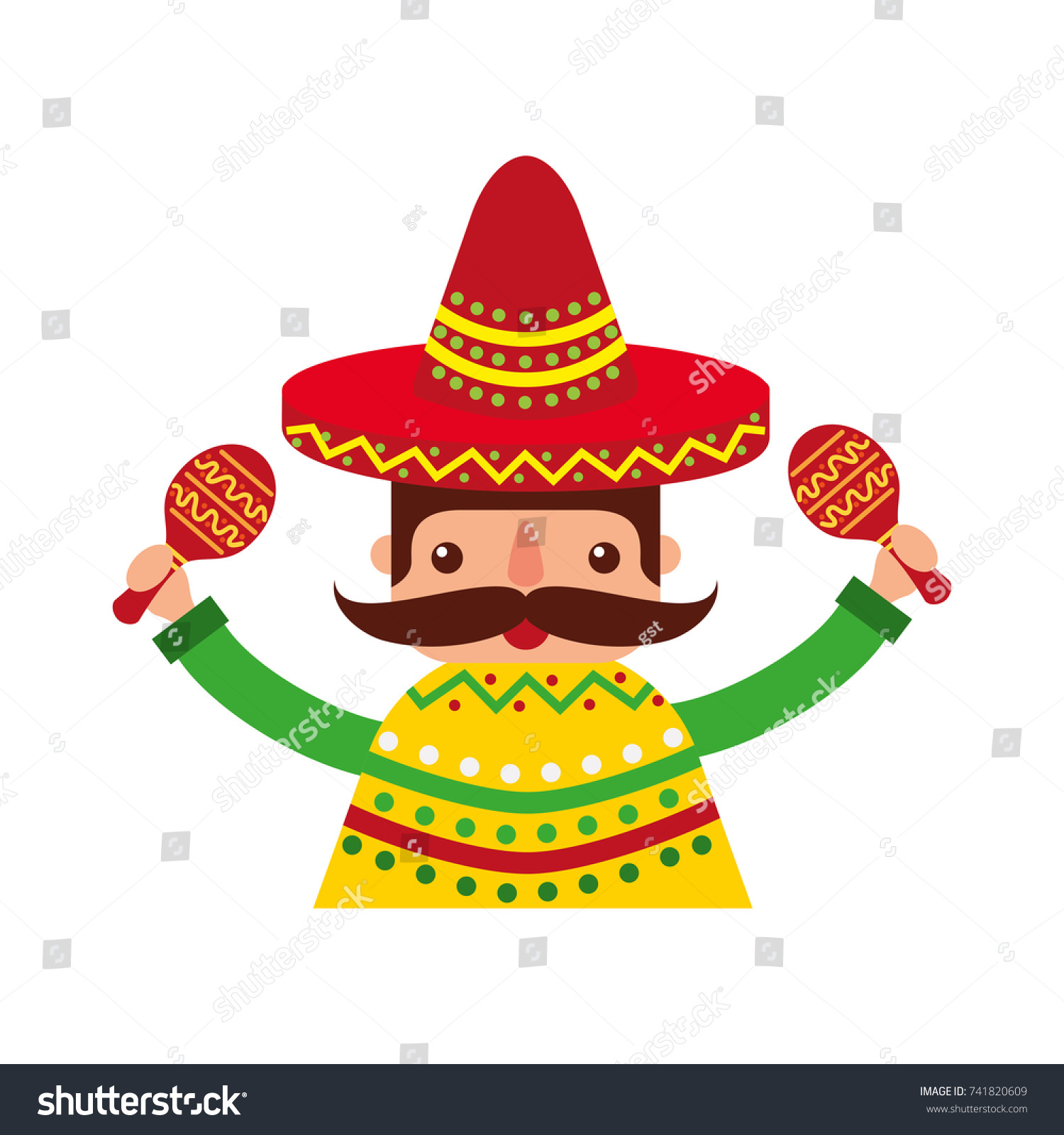 Mexican Man Maracas Traditional Costume Stock Vector (Royalty Free ...