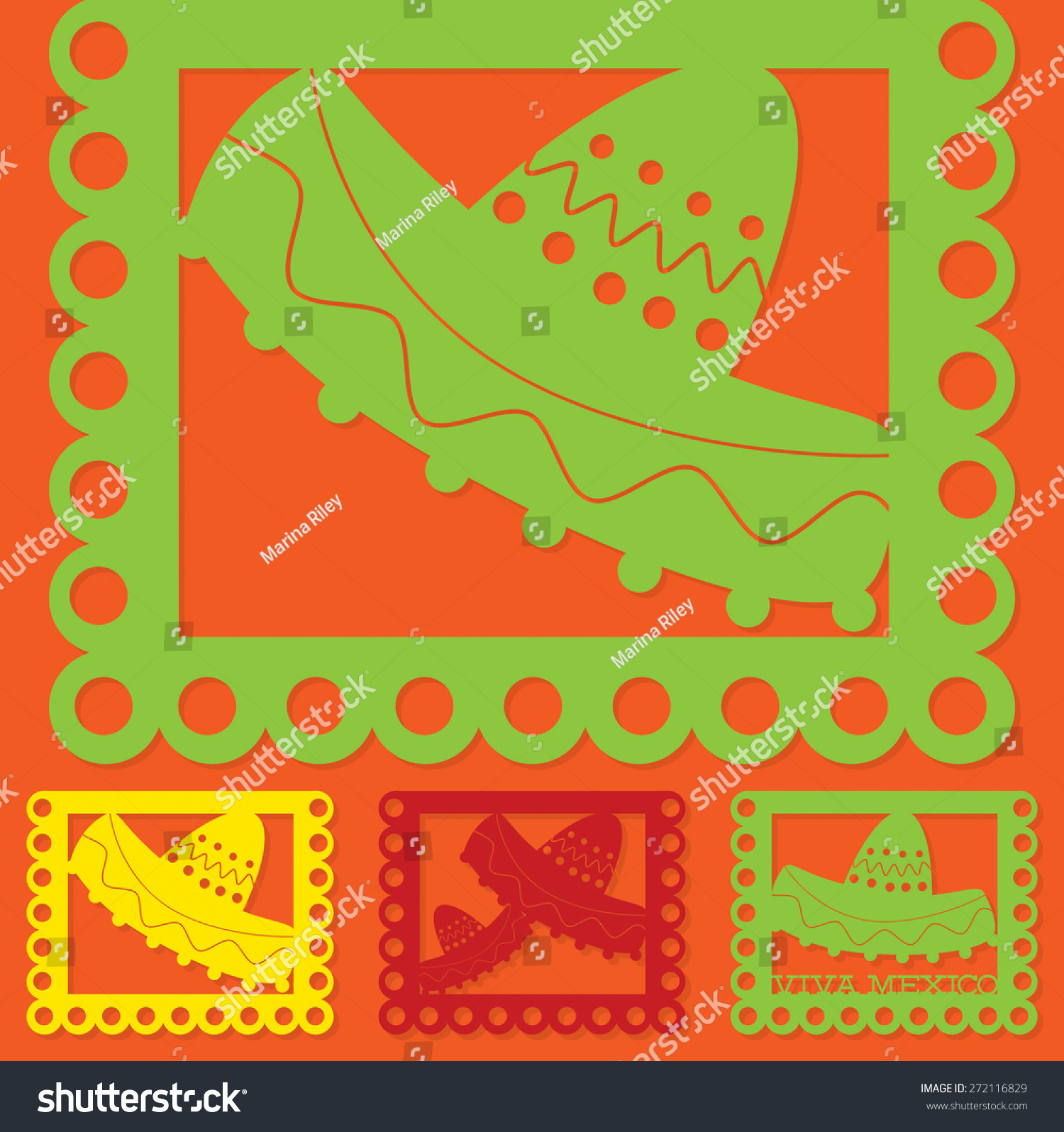 Mexican Papel Picado Paper Flag Decoration เวกเตอร์สต็อก ปลอดค่าลิขสิทธิ์ 272116829 1494