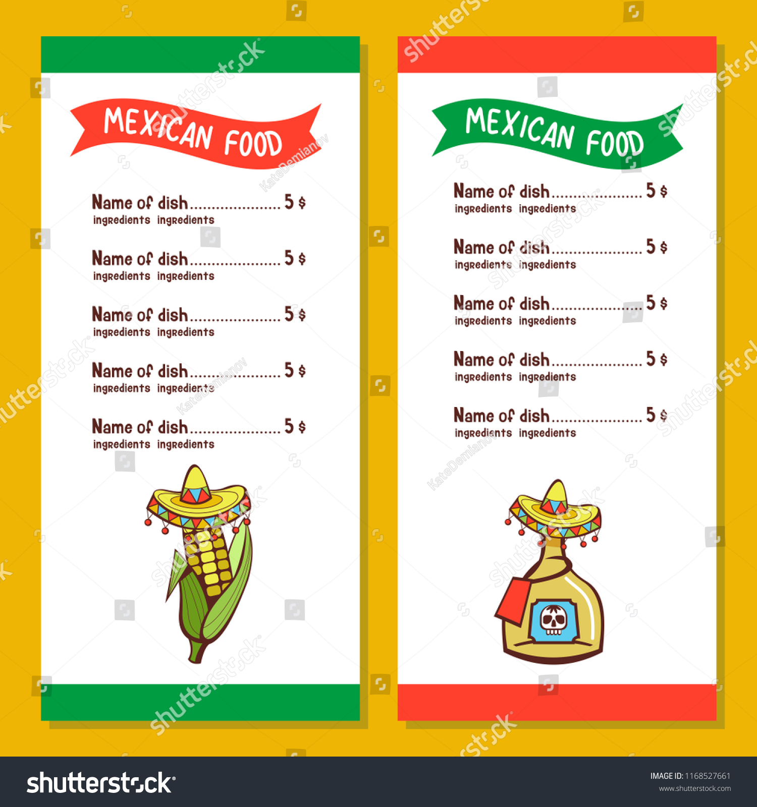 mexican restaurant menu template corn on stock vector royalty free
