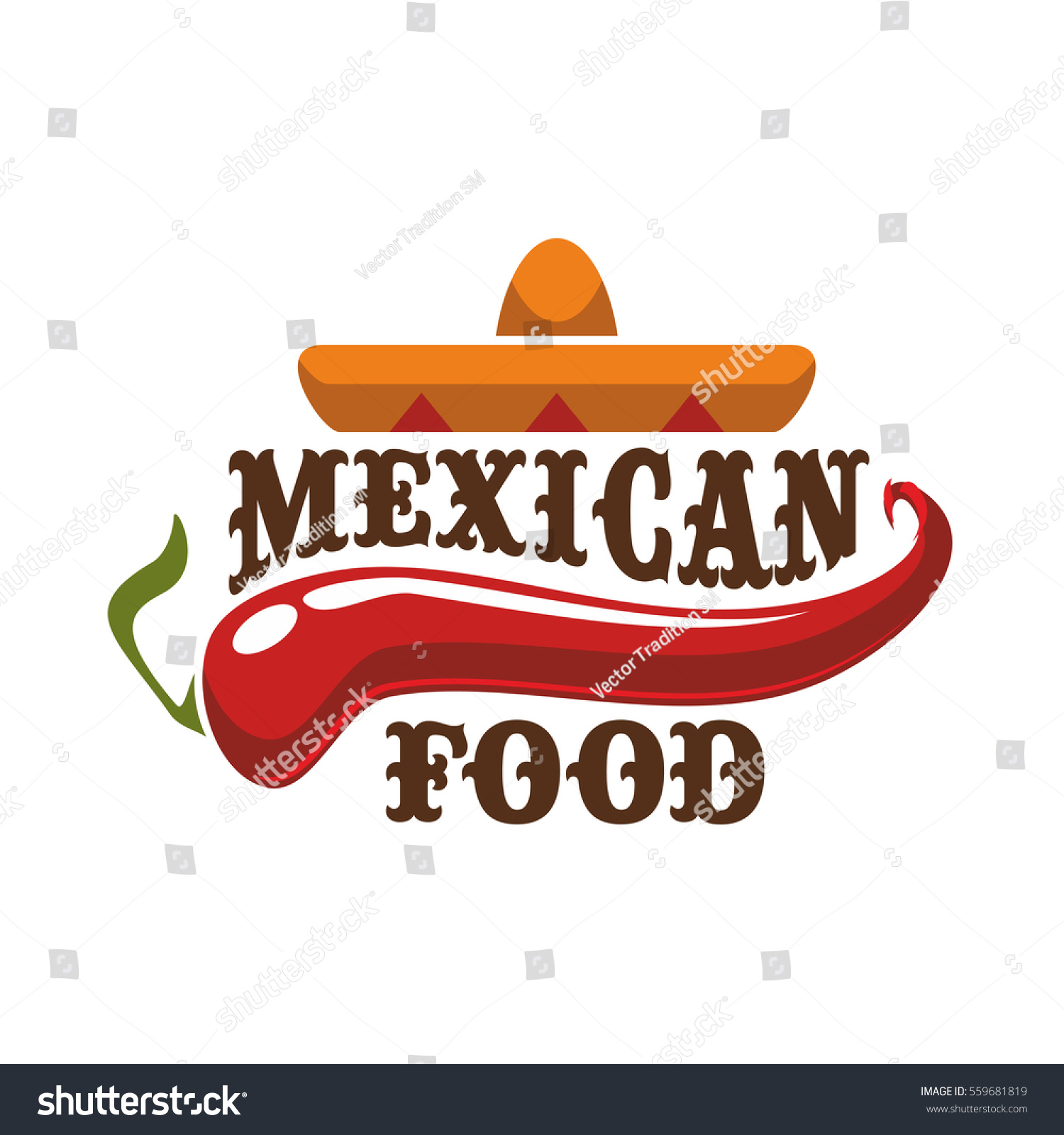 Mexican Spicy Hot Traditional Food Icon Signs Symbols Food And