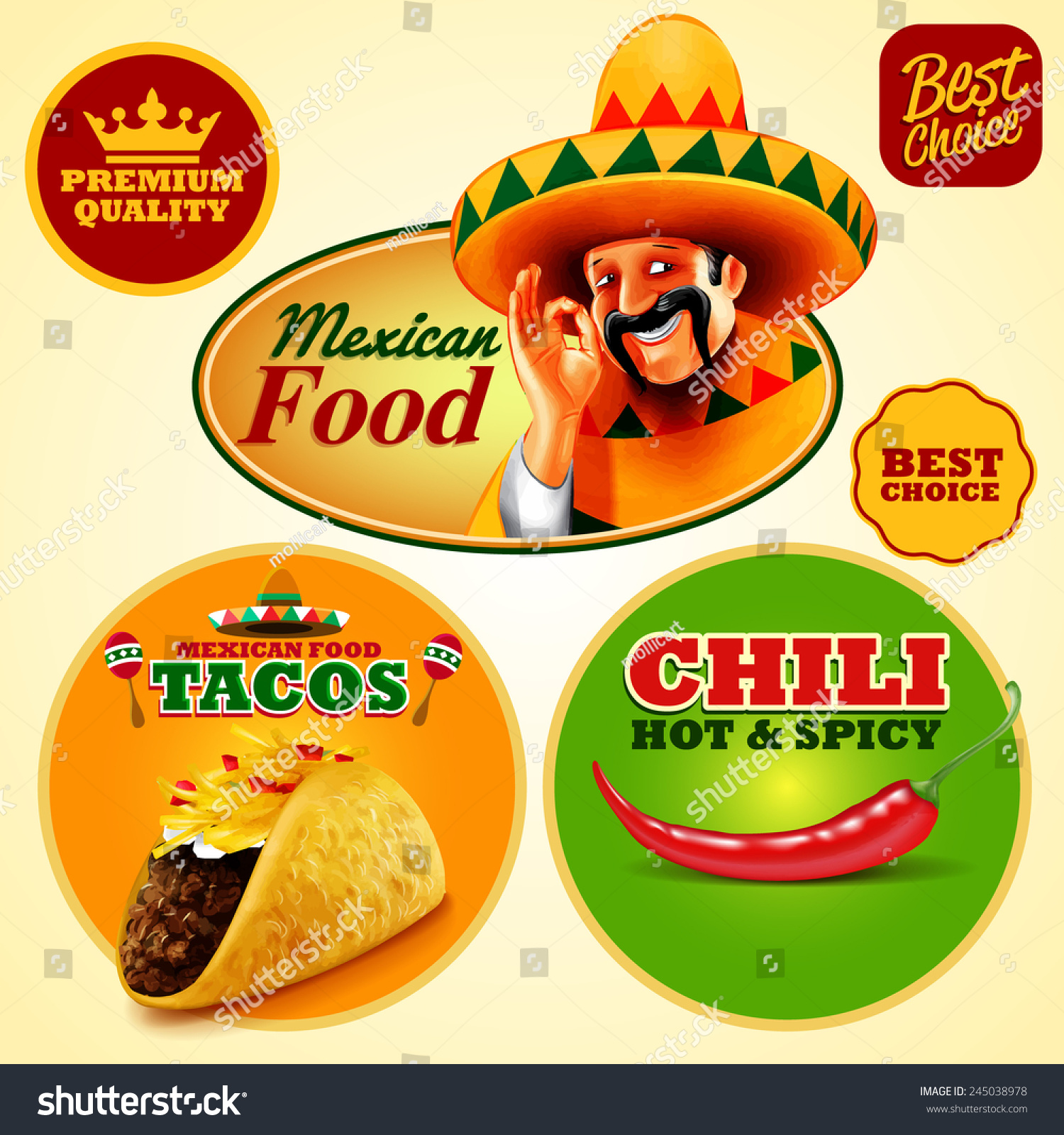 Mexican Sticker Food Stock Vector (Royalty Free) 245038978