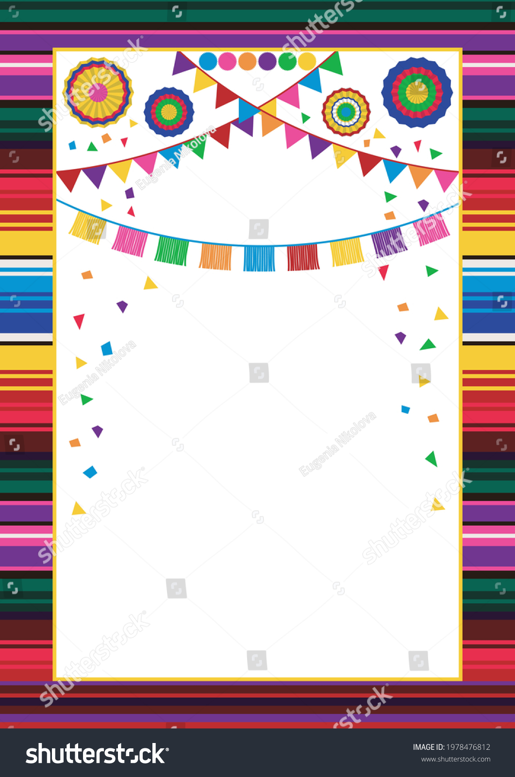 Mexican Style Frame Design Template Striped Stock Vector (Royalty Free ...