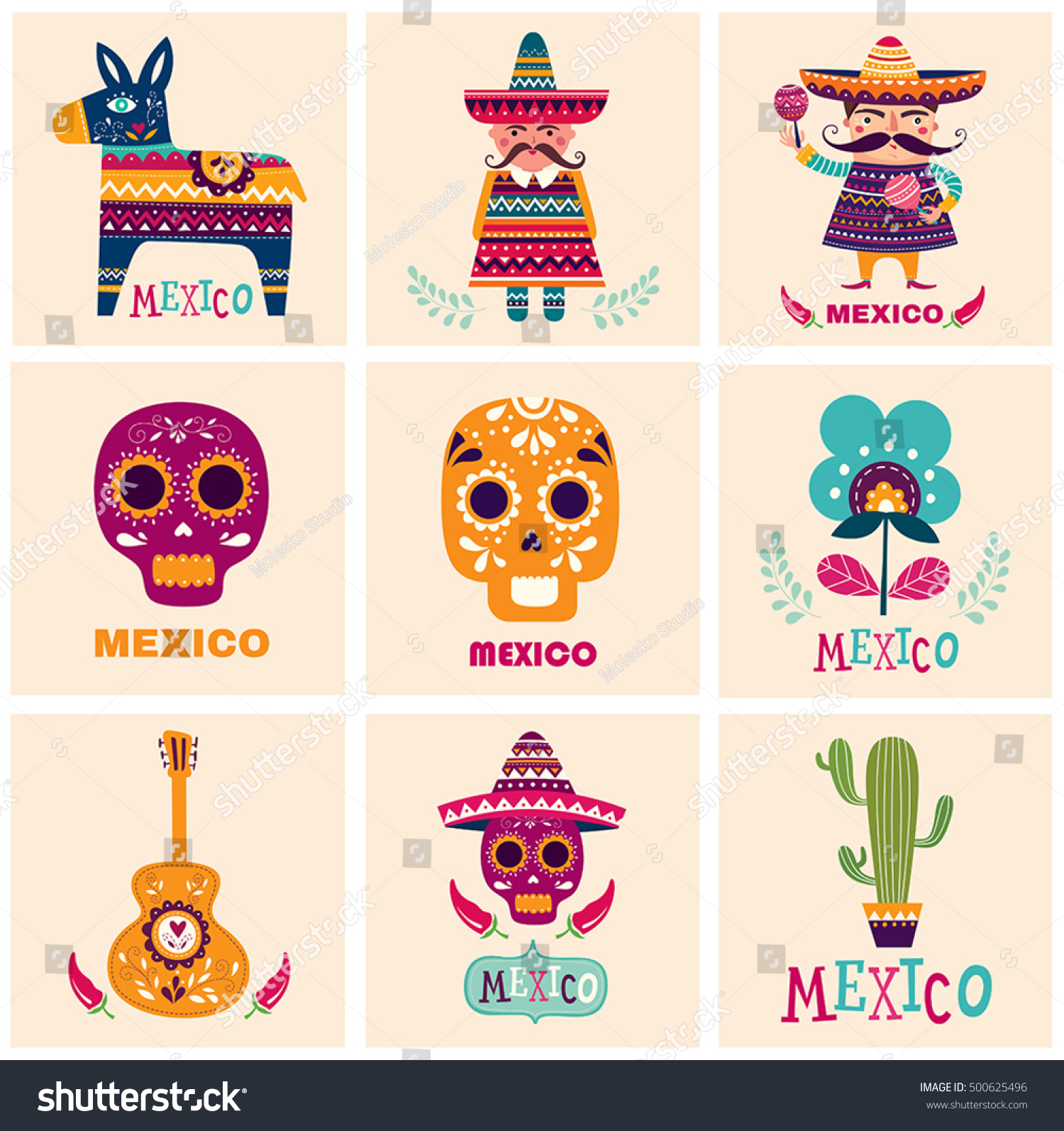 Mexican Symbols Stock Vector (Royalty Free) 500625496