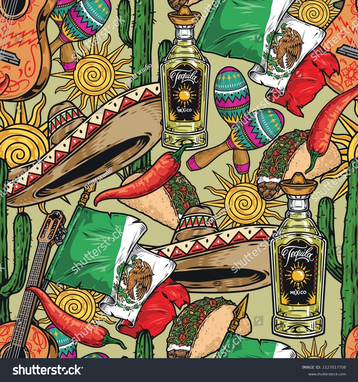 mexican-symbols-vintage-seamless-pattern-tequila-stock-vector-royalty