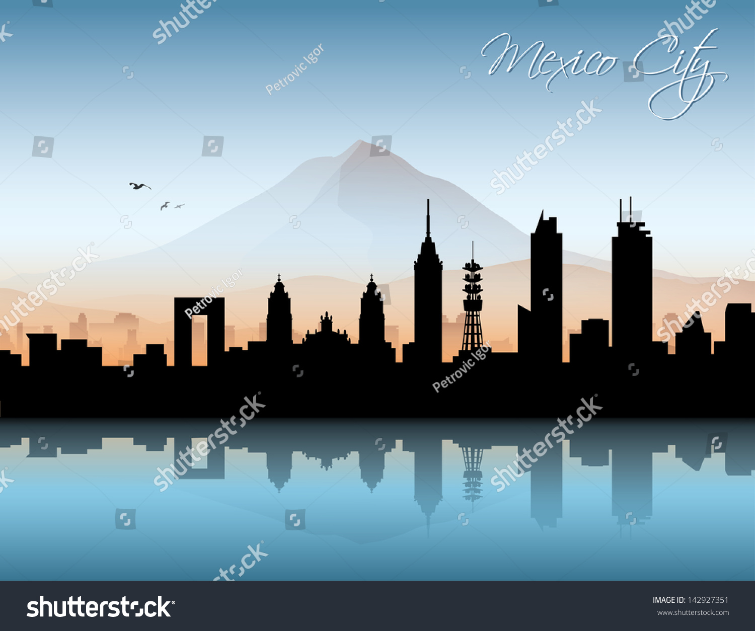 Mexico City Skyline Vector Illustration Stock Vector 142927351