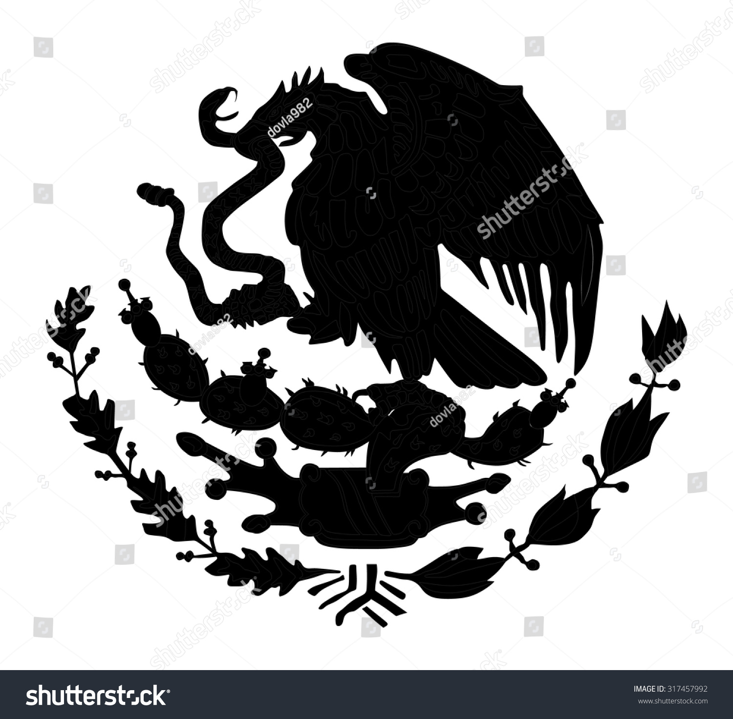 Mexico Coat Arms Seal National Emblem Stock Vector 317457992 - Shutterstock