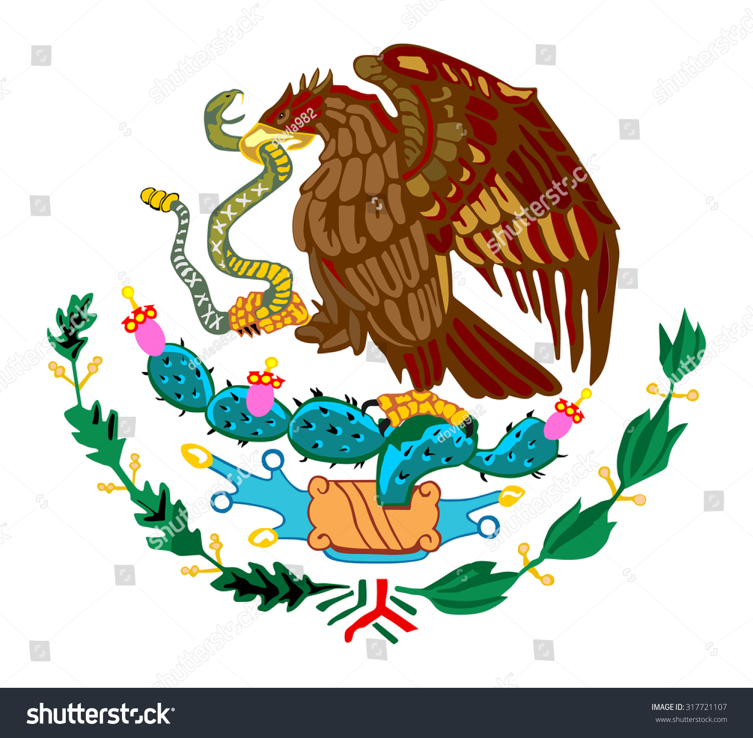 Mexico Coat Of Arms, Seal, National Emblem, Isolated On White ...