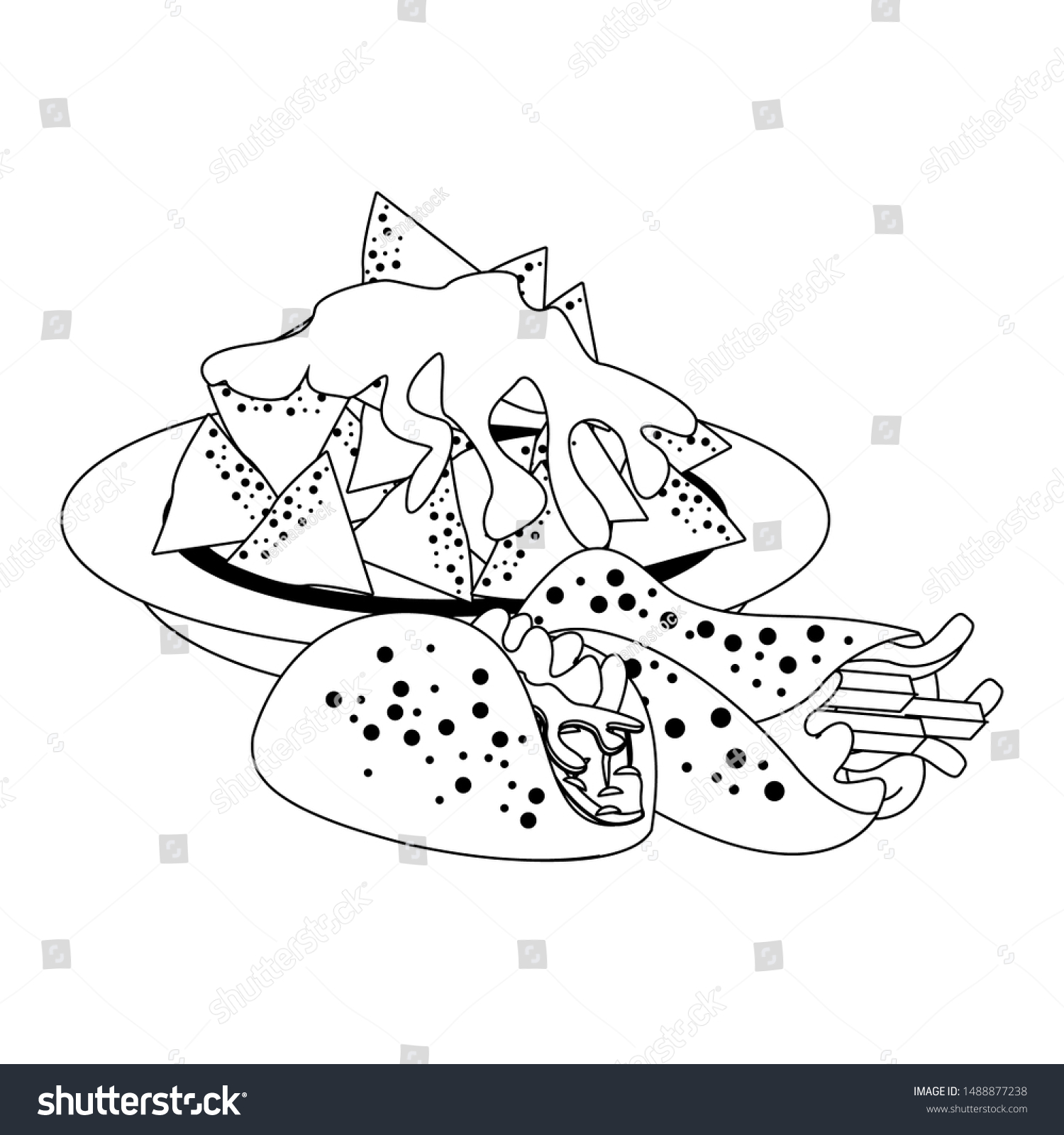 Mexico Culture Foods Cartoons Plate On Stock Vector (Royalty Free ...