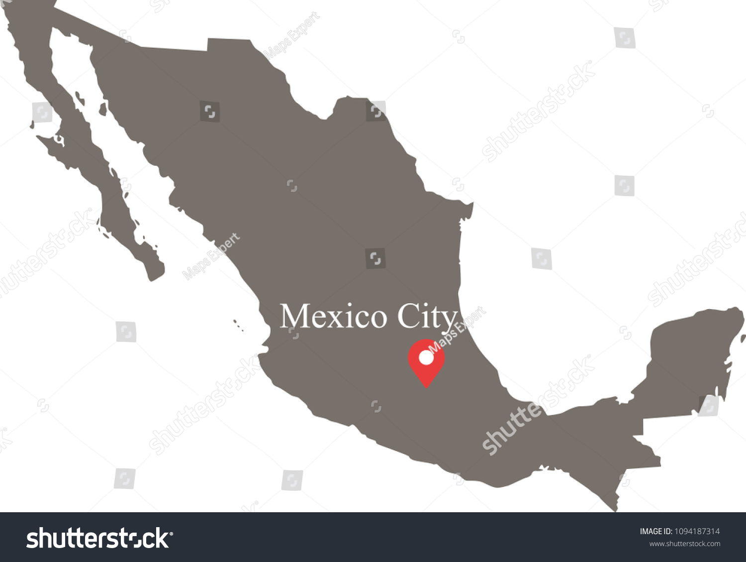 Mexico Map Vector Outline Illustration Capital Stock-vektor (royaltyfri ...