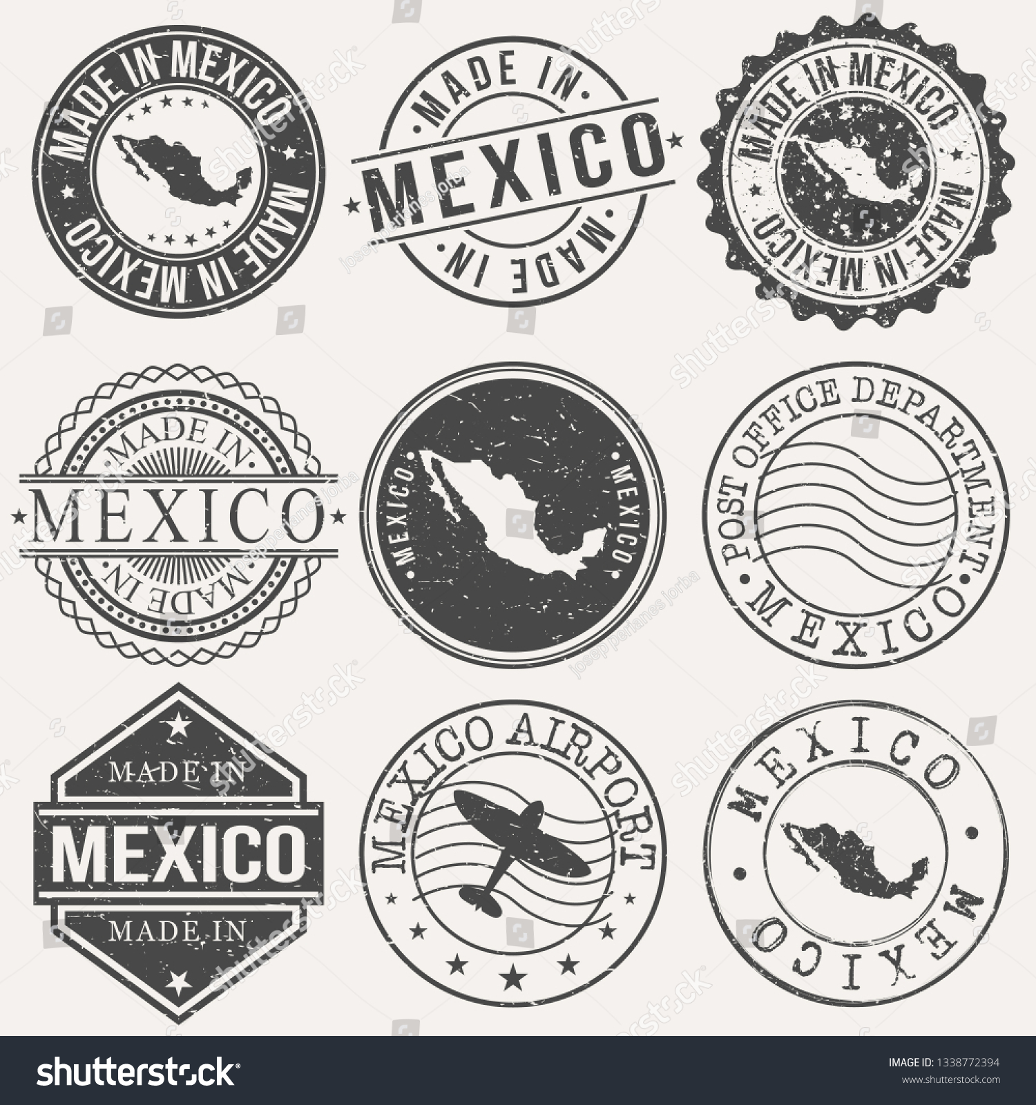 Mexico Set Stamps Travel Stamp Made Stock Vector Royalty Free   Stock Vector Mexico Set Of Stamps Travel Stamp Made In Product Design Seals Old Style Insignia 1338772394 