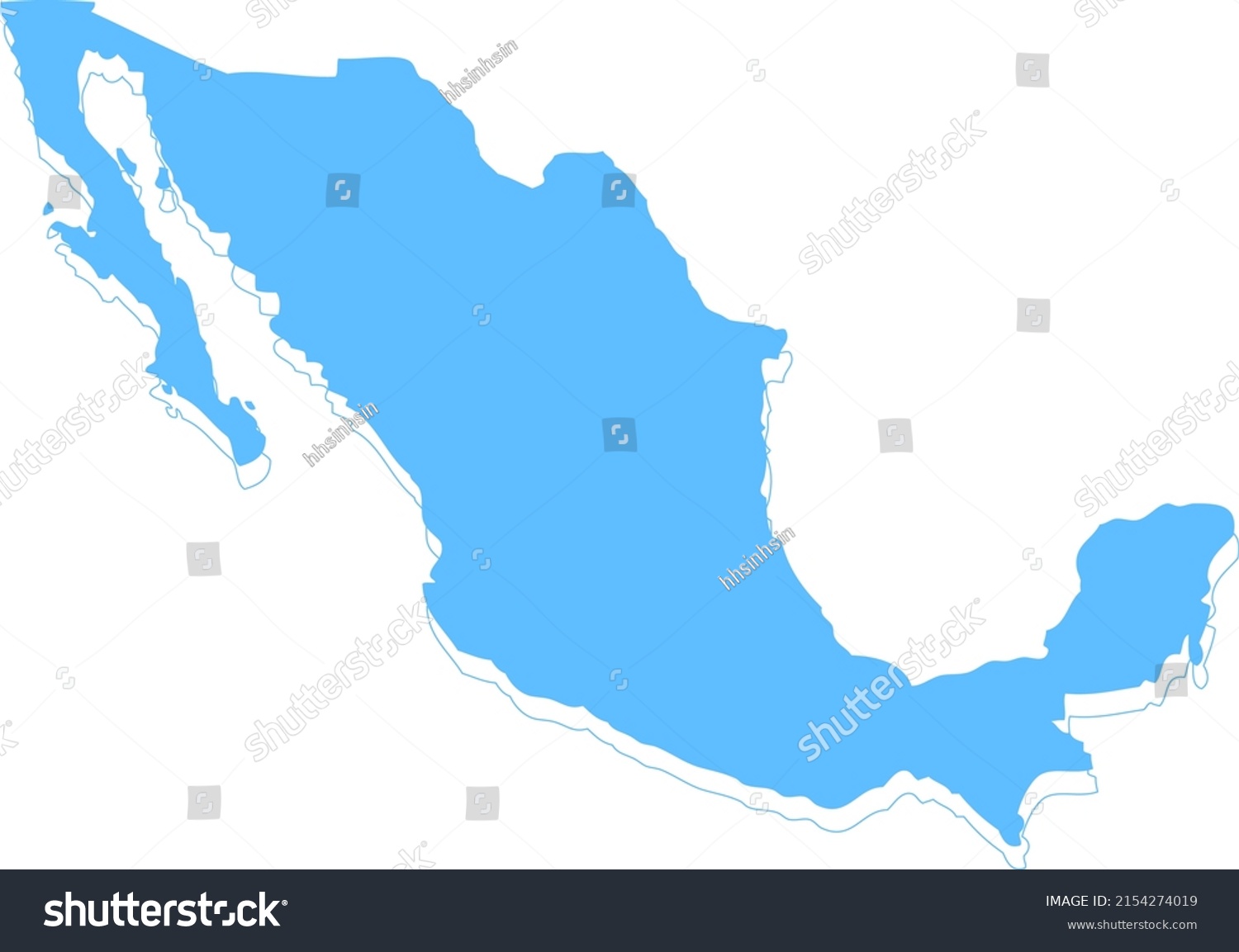 Mexico Vector Maphand Drawn Minimalism Style Stock Vector (Royalty Free ...