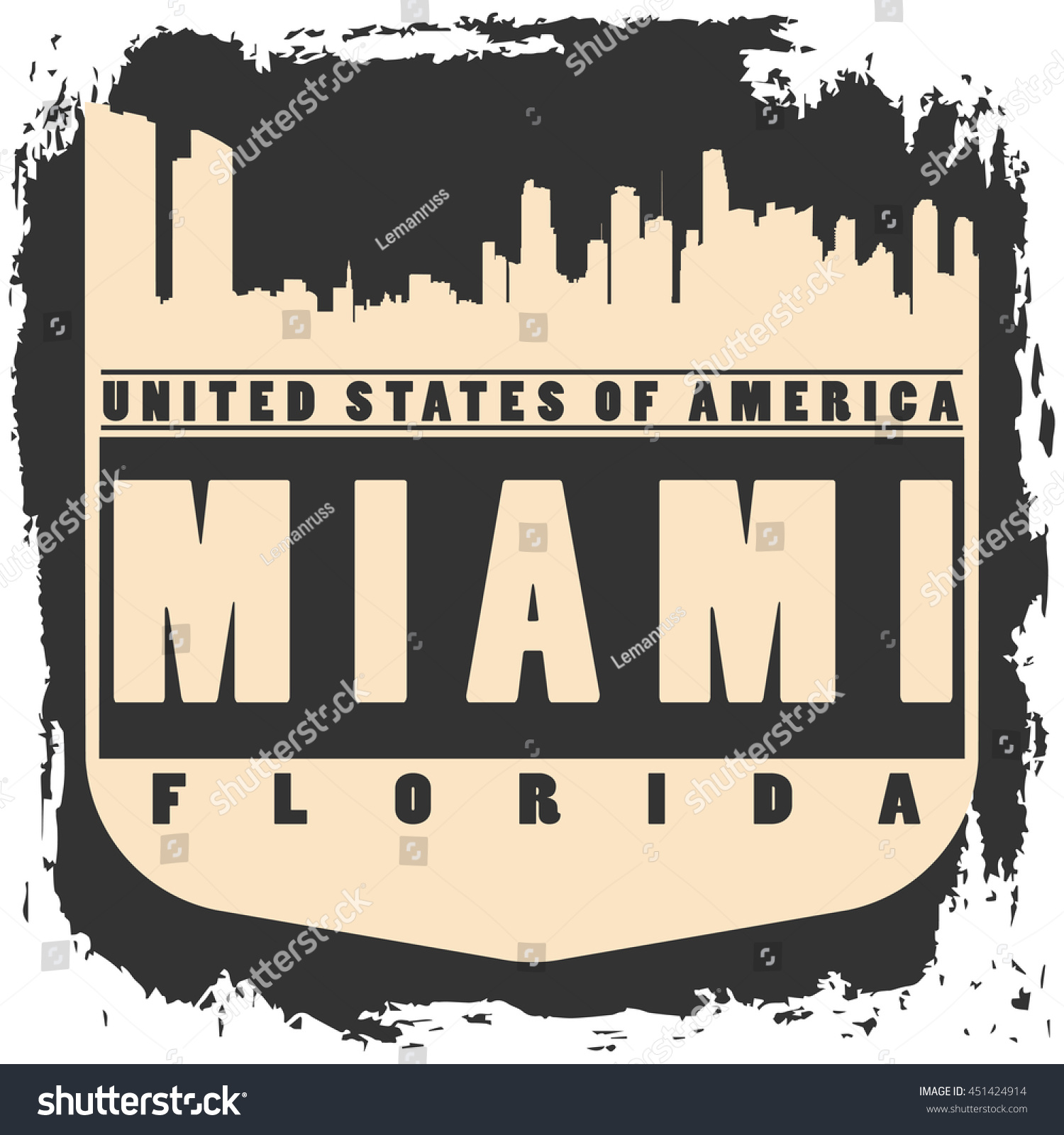 Miami City Concept Logo Label Tshirt Stock Vector (Royalty Free) 451424914