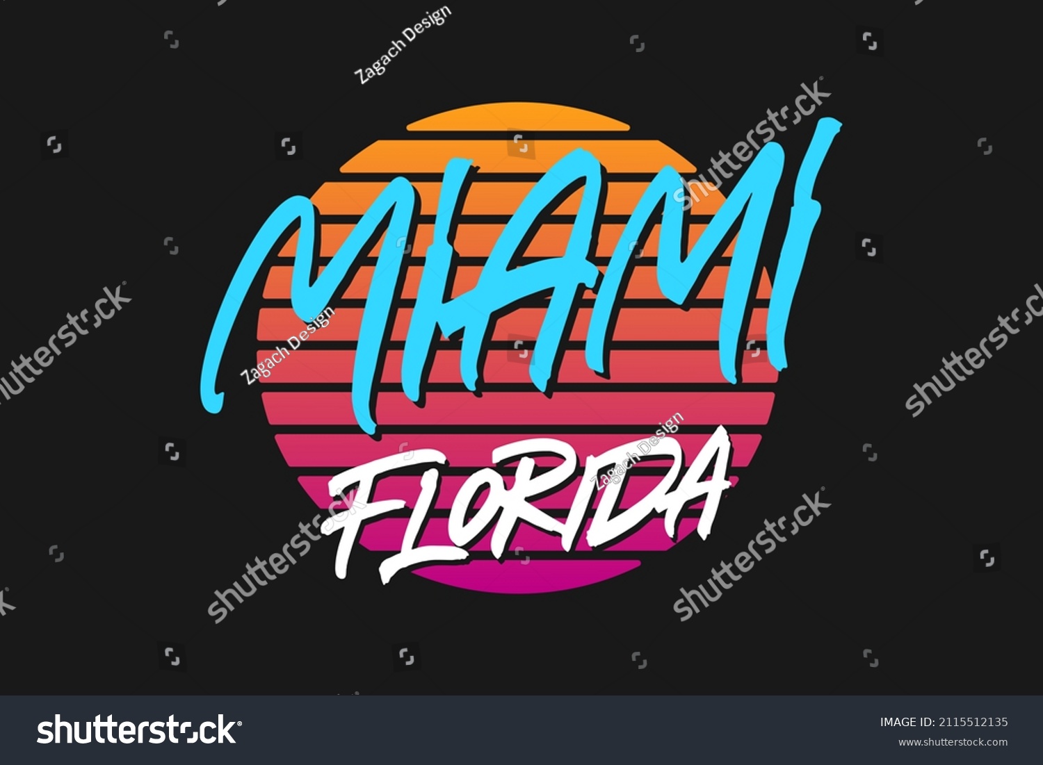 Miami Florida Vector Lettering Design Hand Stock Vector (Royalty Free ...