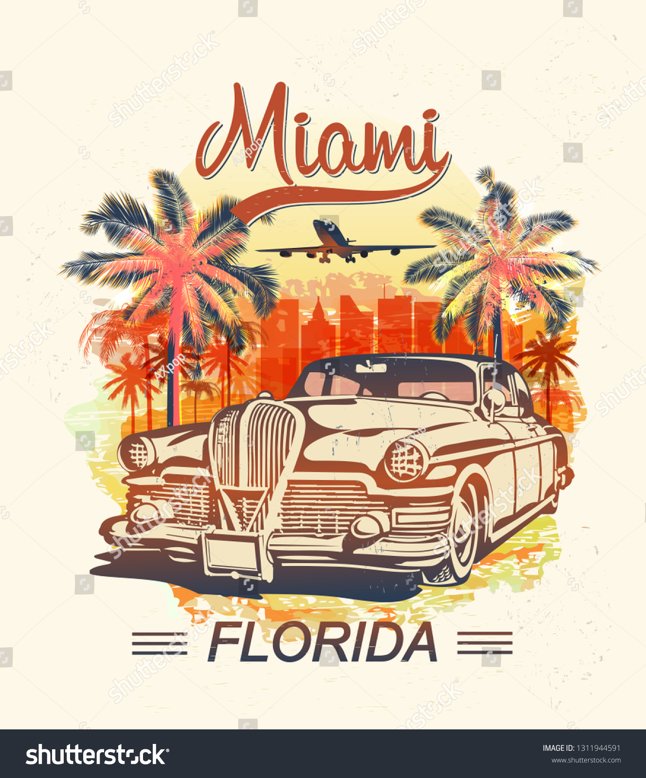 Tipografía De Miami Para Pantalones T: Vector De Stock (libre De ...