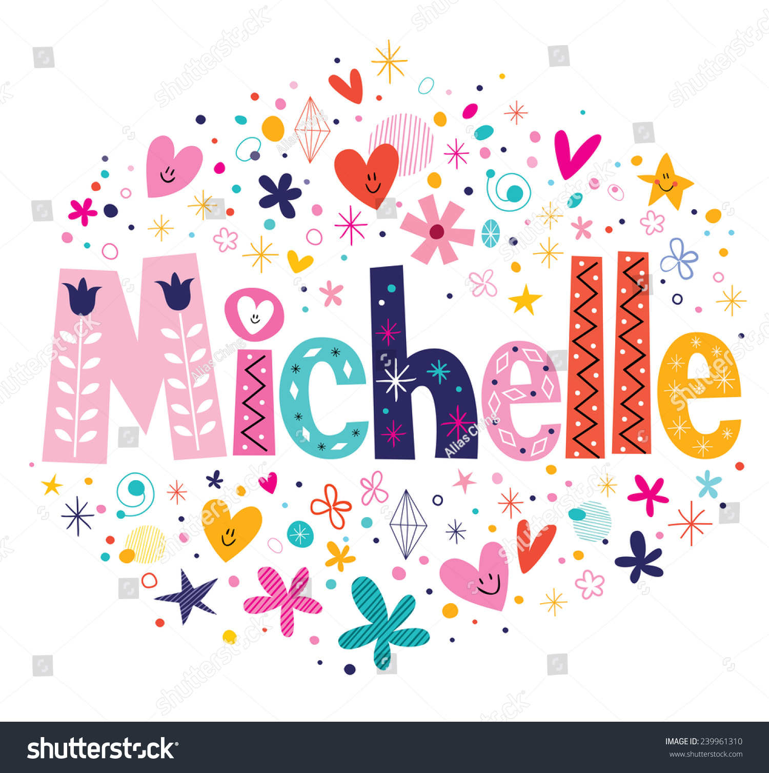 Michelle Name Design Stock Vector Illustration 239961310 : Shutterstock