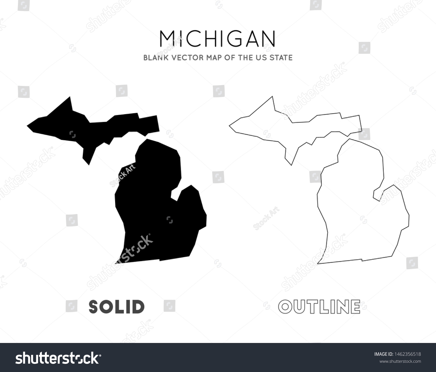 3 254 Michigan Map Outline Images Stock Photos Vectors Shutterstock   Stock Vector Michigan Map Blank Vector Map Of The Us State Borders Of Michigan For Your Infographic Vector 1462356518 