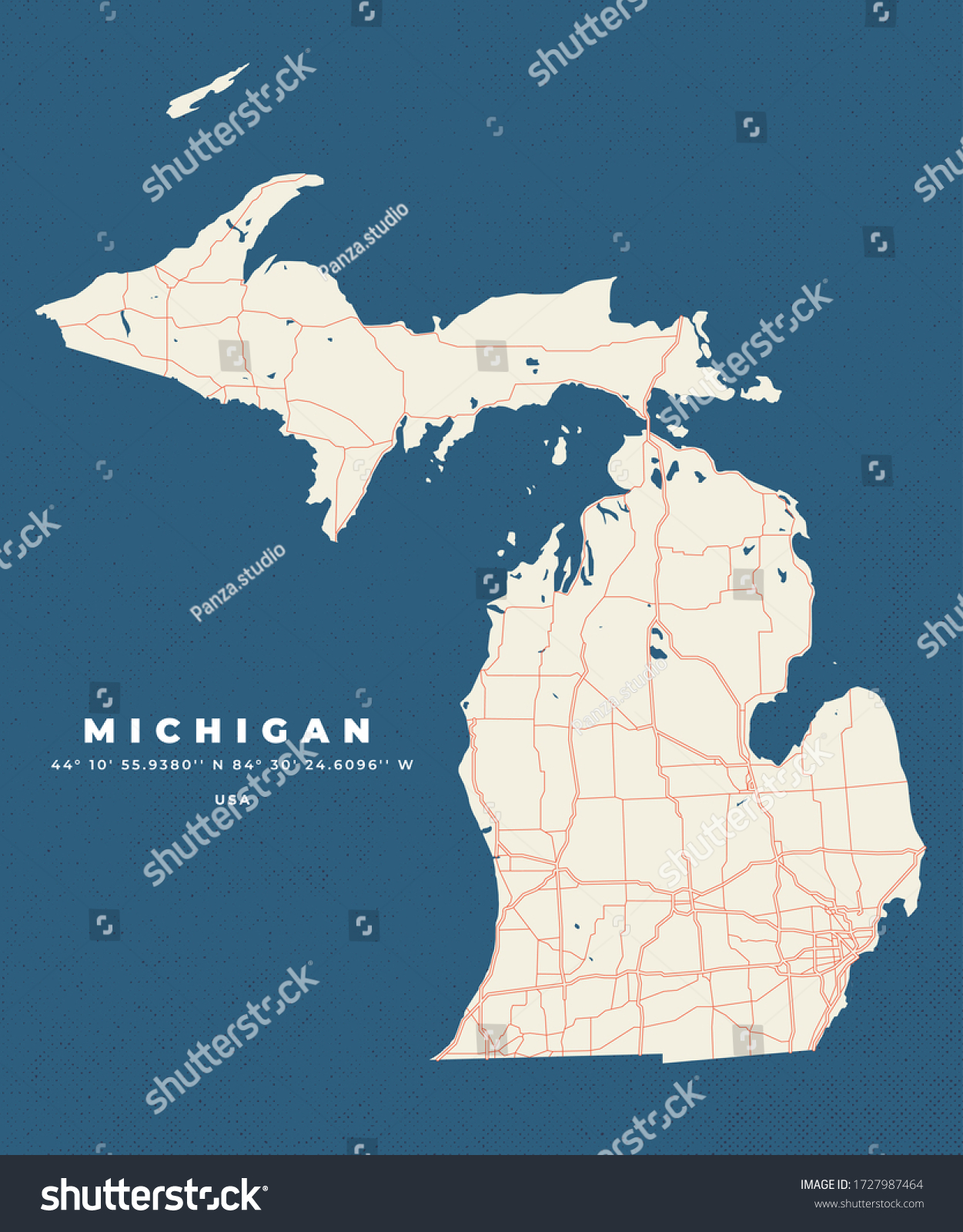 Michigan Usa Map Road Poster Flyer Stock Vector (Royalty Free ...