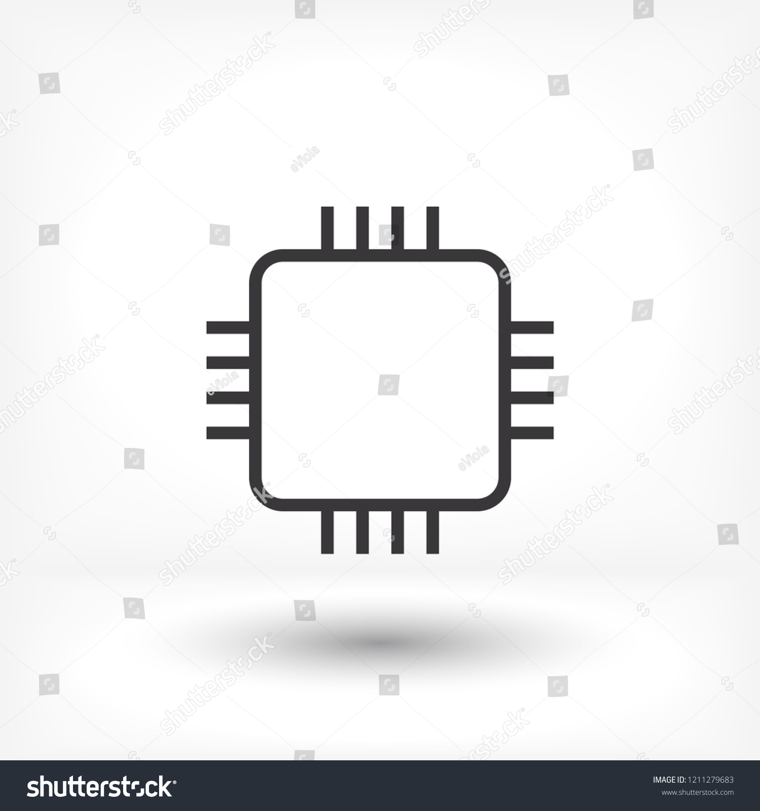 Microchip Line Icon Vector Stock Vector (Royalty Free) 1211279683 ...