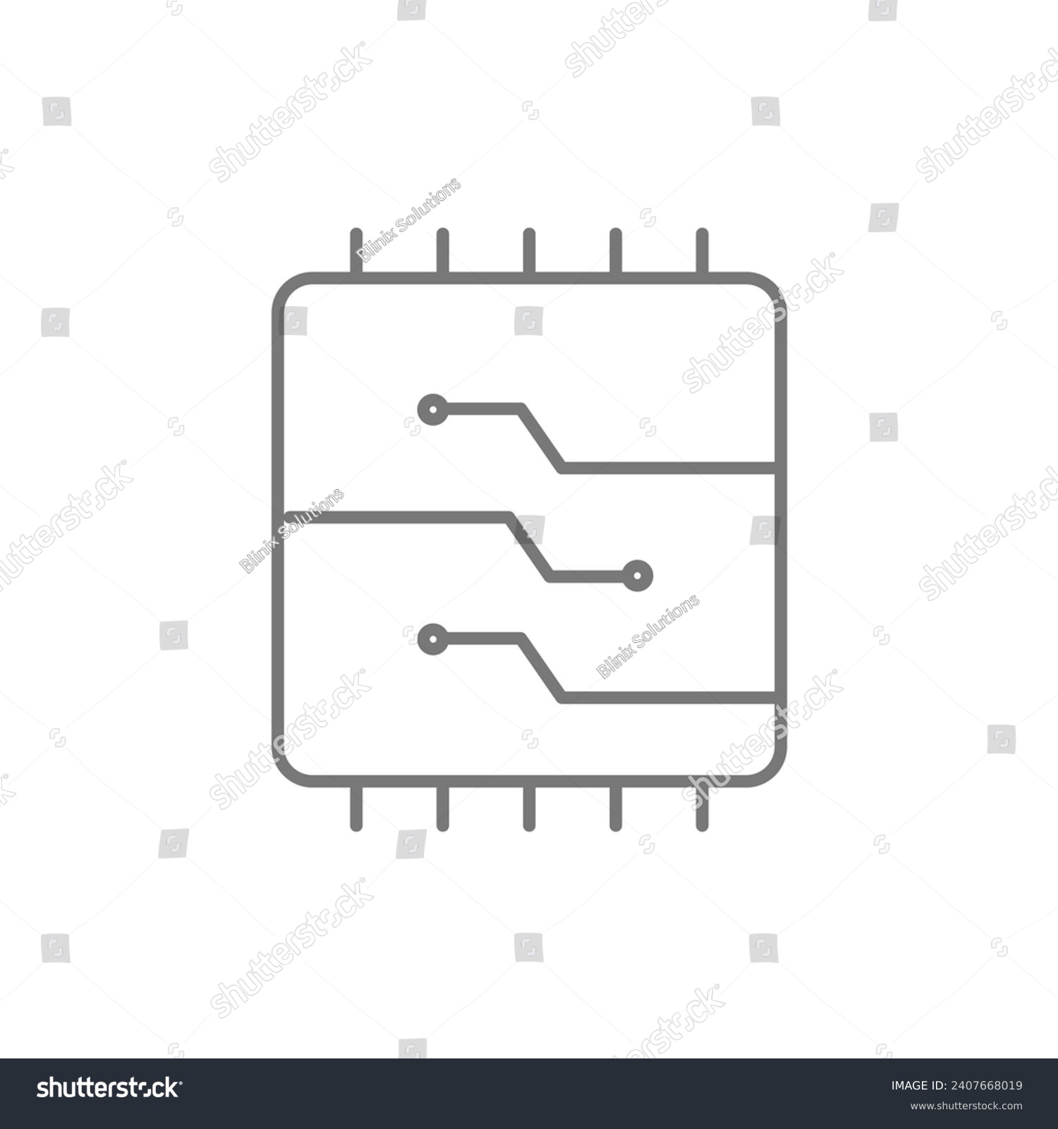 SVG of Microchip Technology and Computing grey thinline icon, 1px stroke, outline icon, vector, pixel perfect icon svg