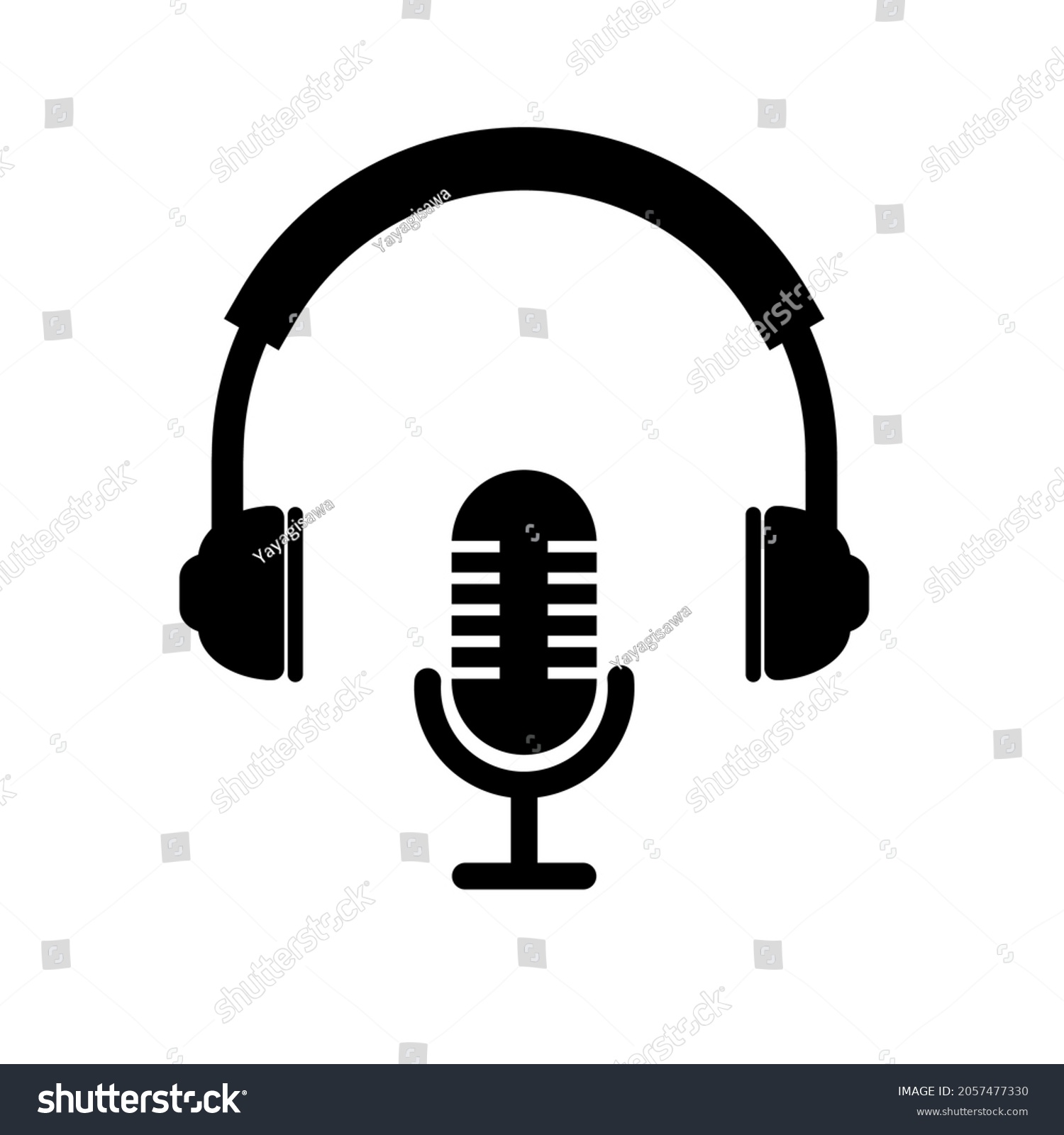 Microphone Headphone Icon Headset Isolated On Stock Vector (Royalty ...