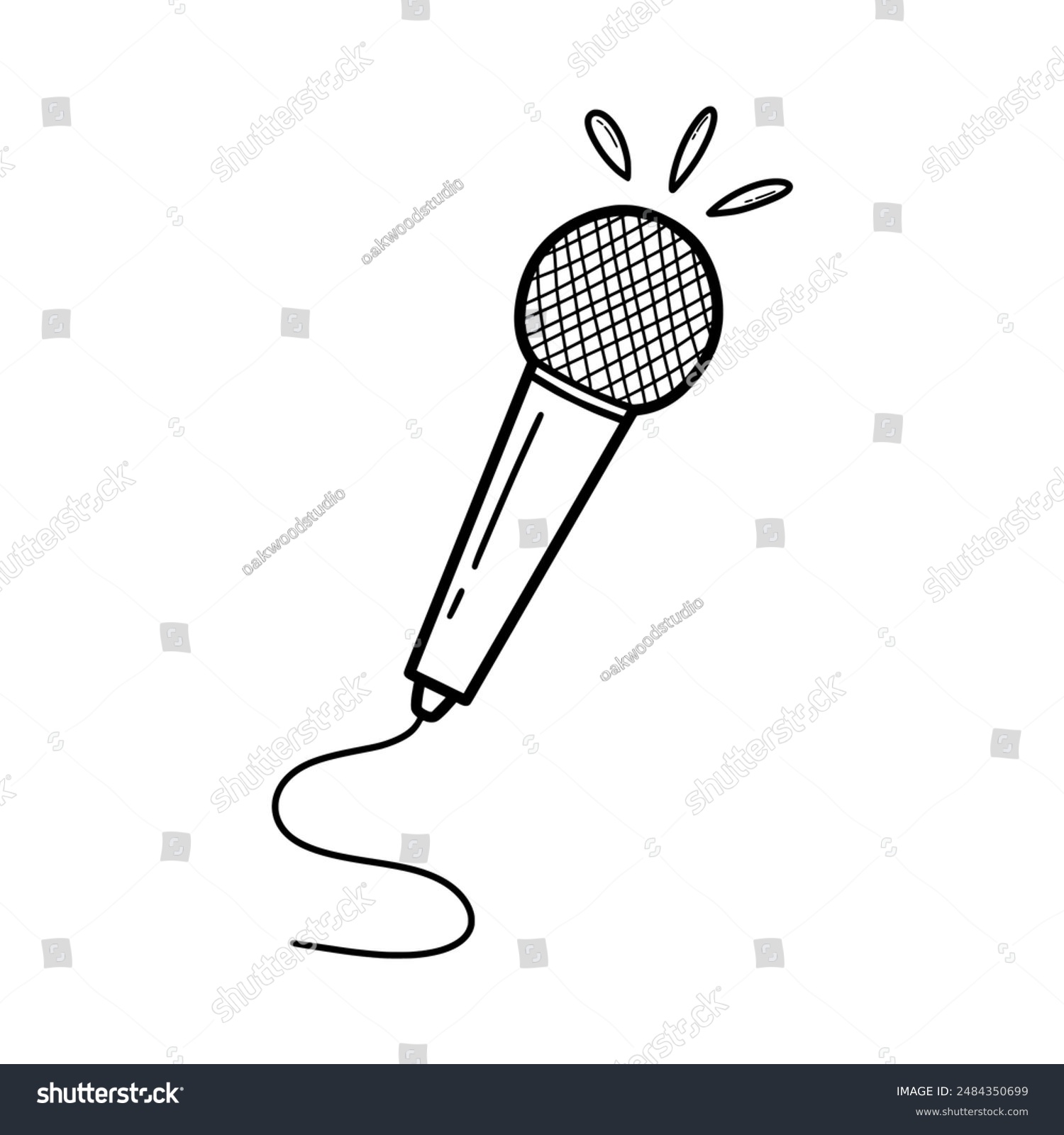 black and white microphone drawing clip art preview