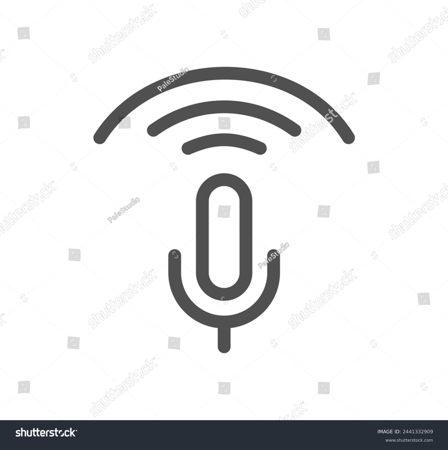 microphone icon broadcasting waves, simple design clip art preview
