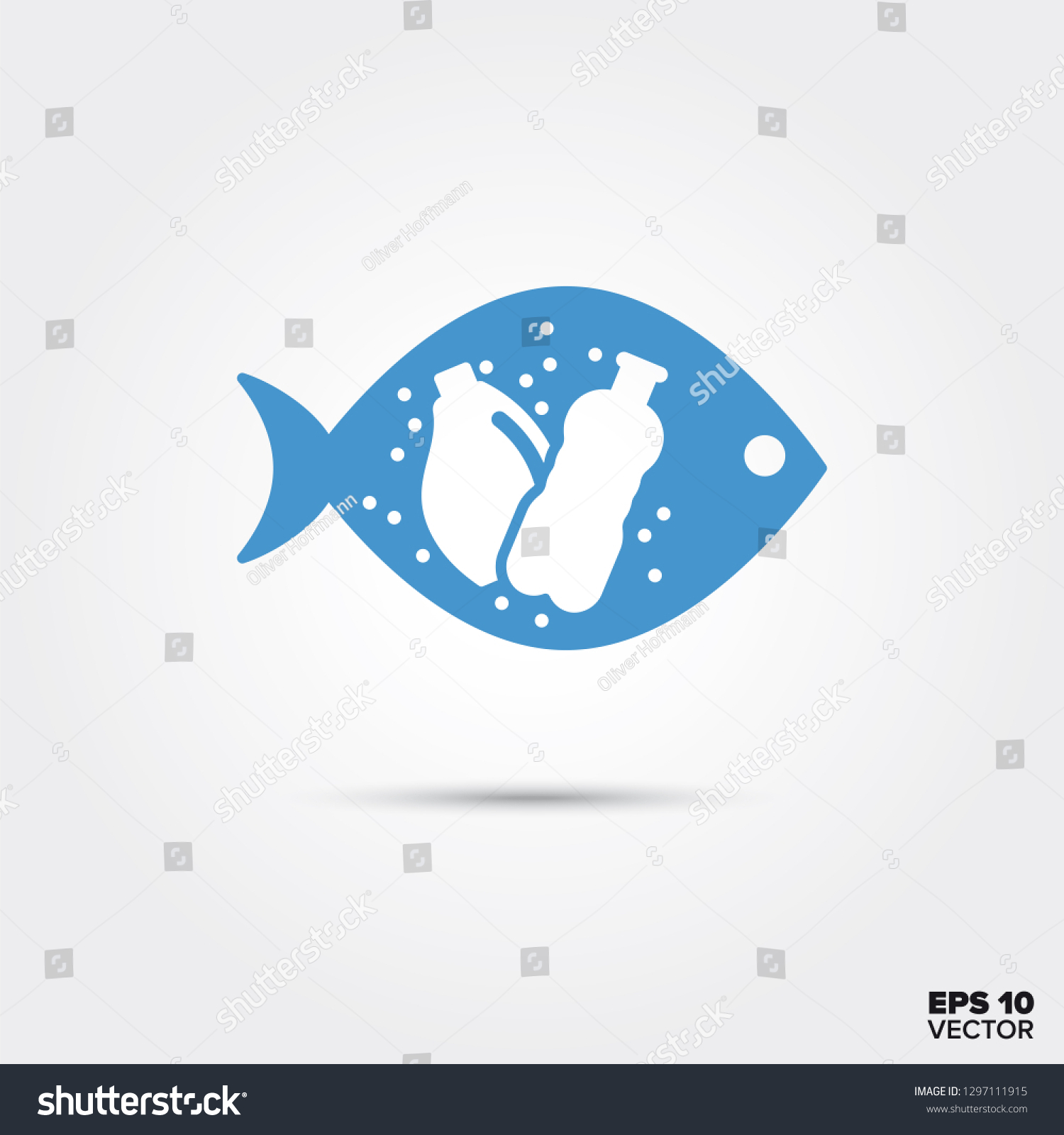 Microplastic Fish Icon Water Pollution Symbol Stock Vector (Royalty ...