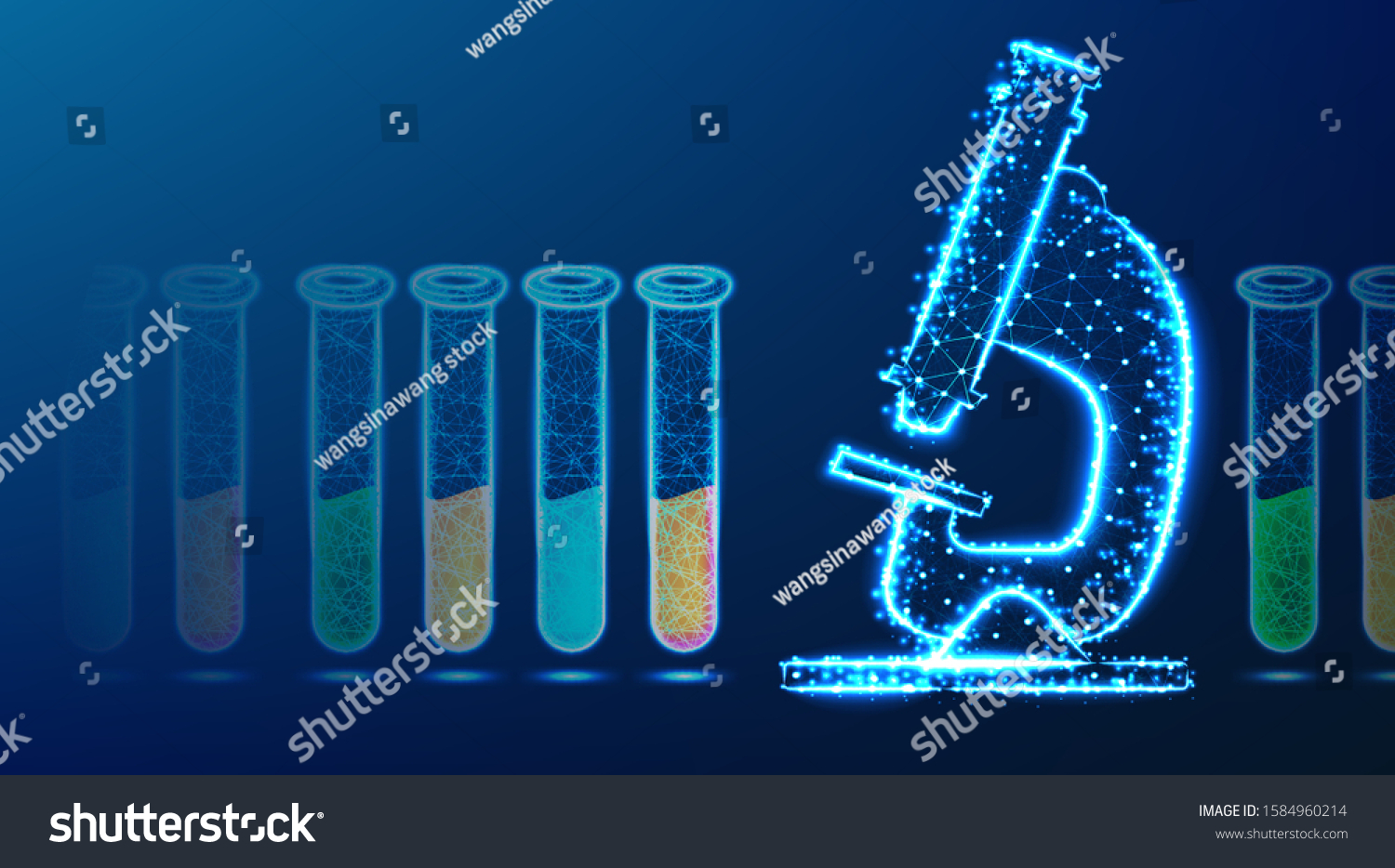 Microscopeand Flask Test Tube Laboratory Equipment Stock Vector ...