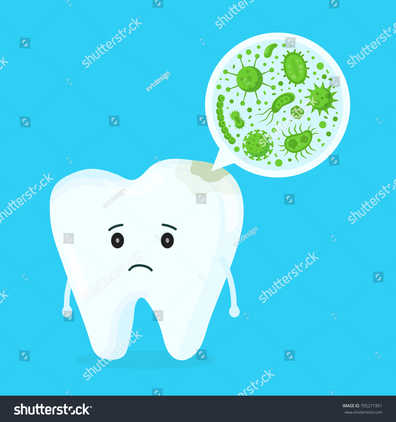 Microscopic Caries Bacterias Viruses Around Tooth Stock Vector ...