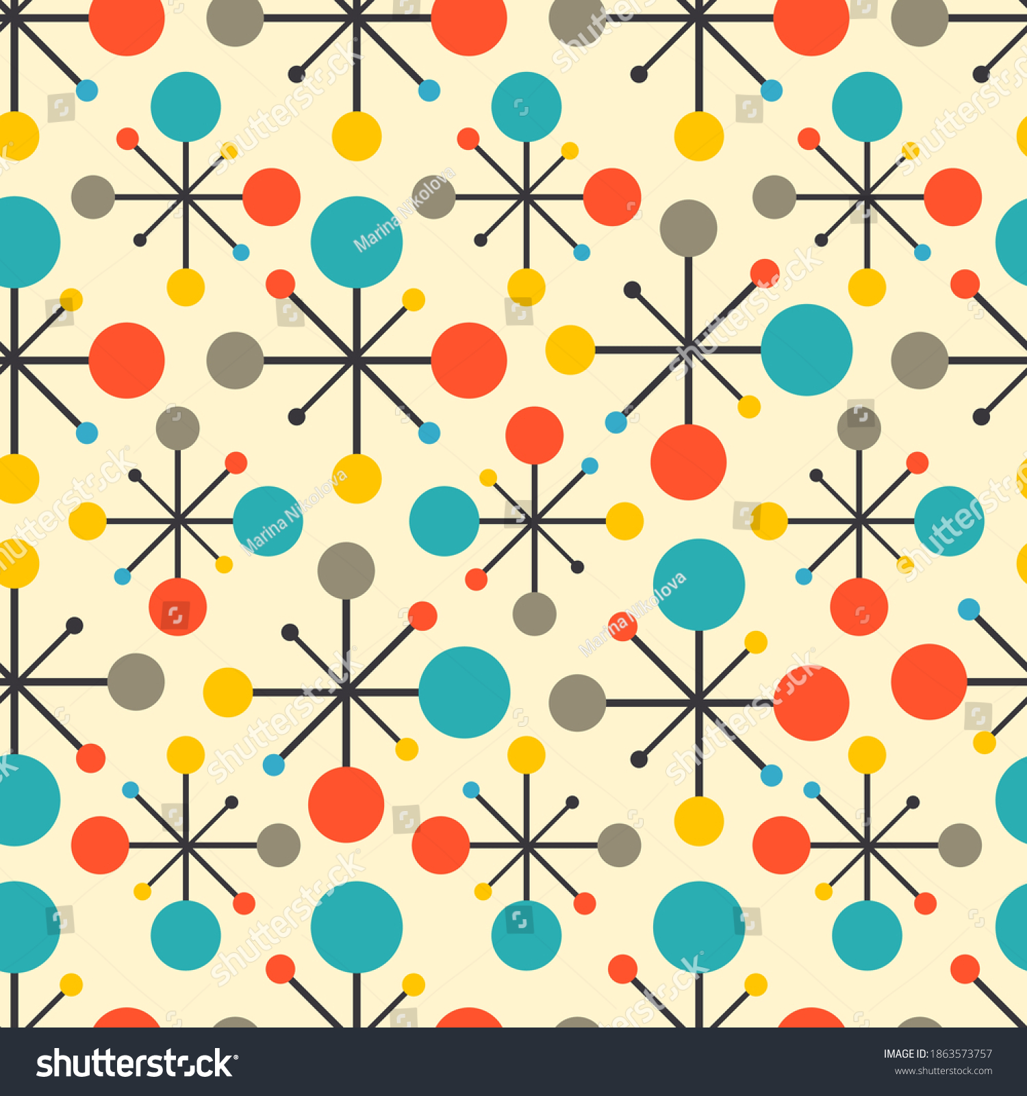 SVG of Mid century fifties modern atomic retro colors seamless vector pattern. Part of collection svg
