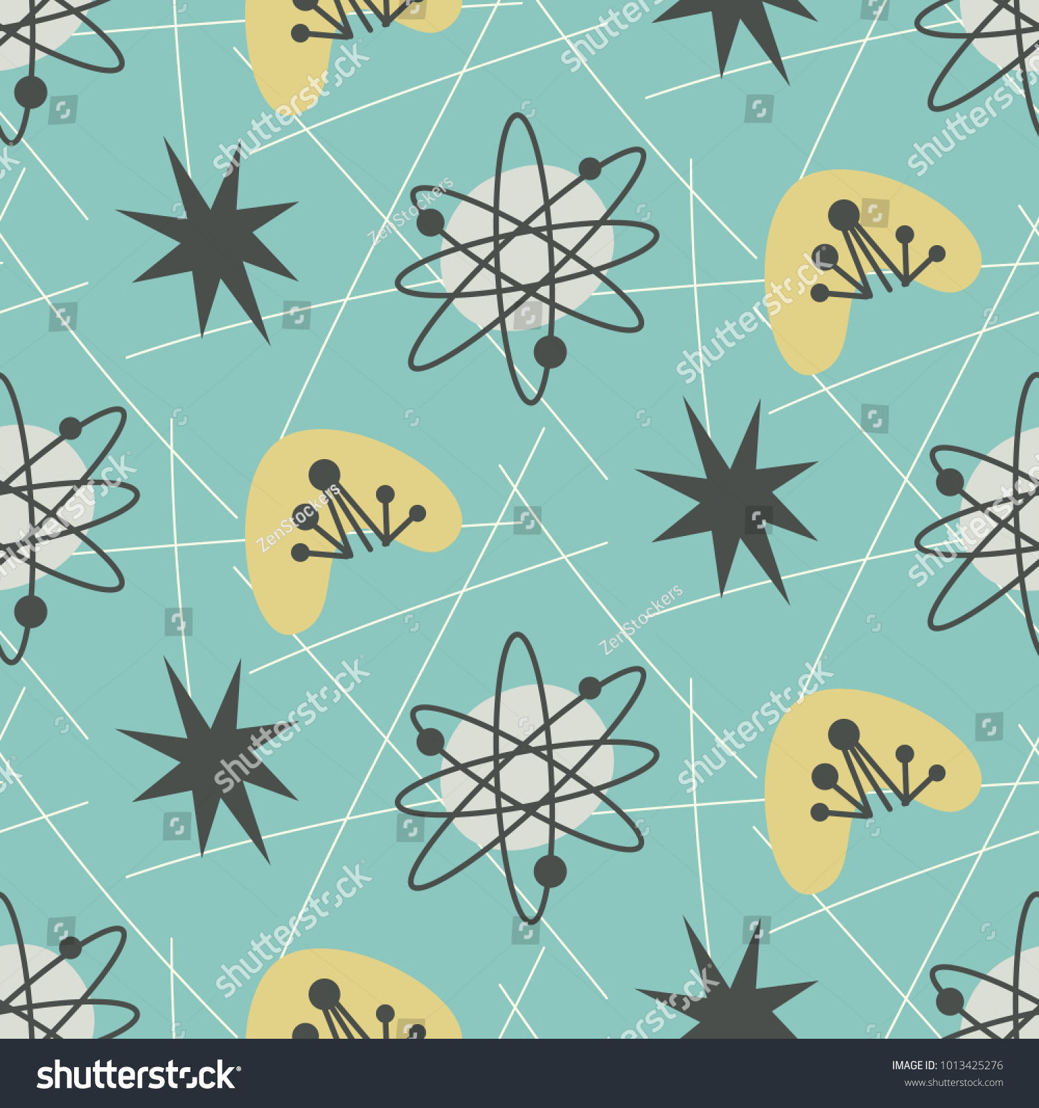SVG of Mid century modern seamless pattern. 1950s vintage style atomic background, retro vector illustration. svg