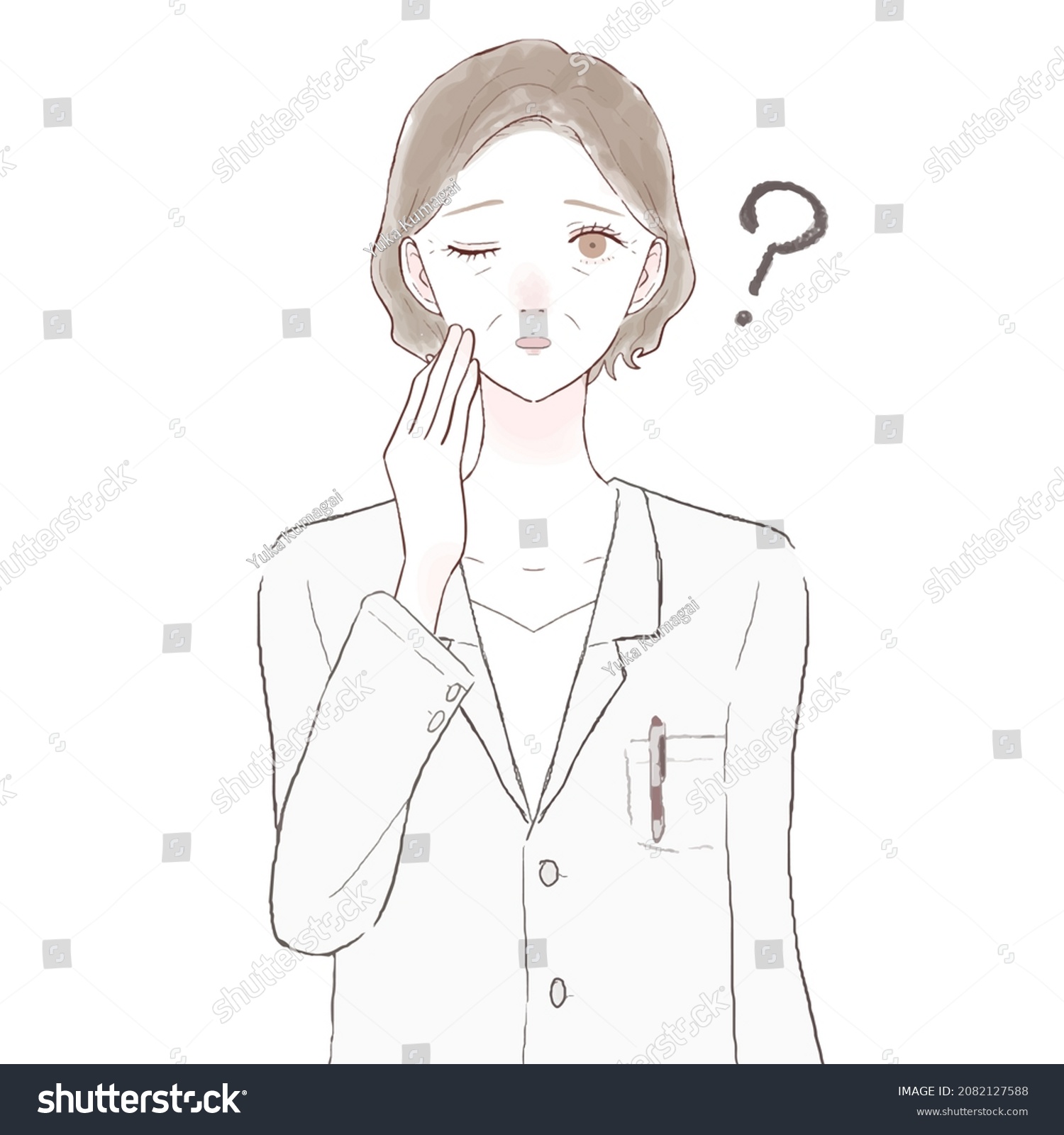 Middleaged Female Doctor Doubts On White Stock Vector Royalty Free