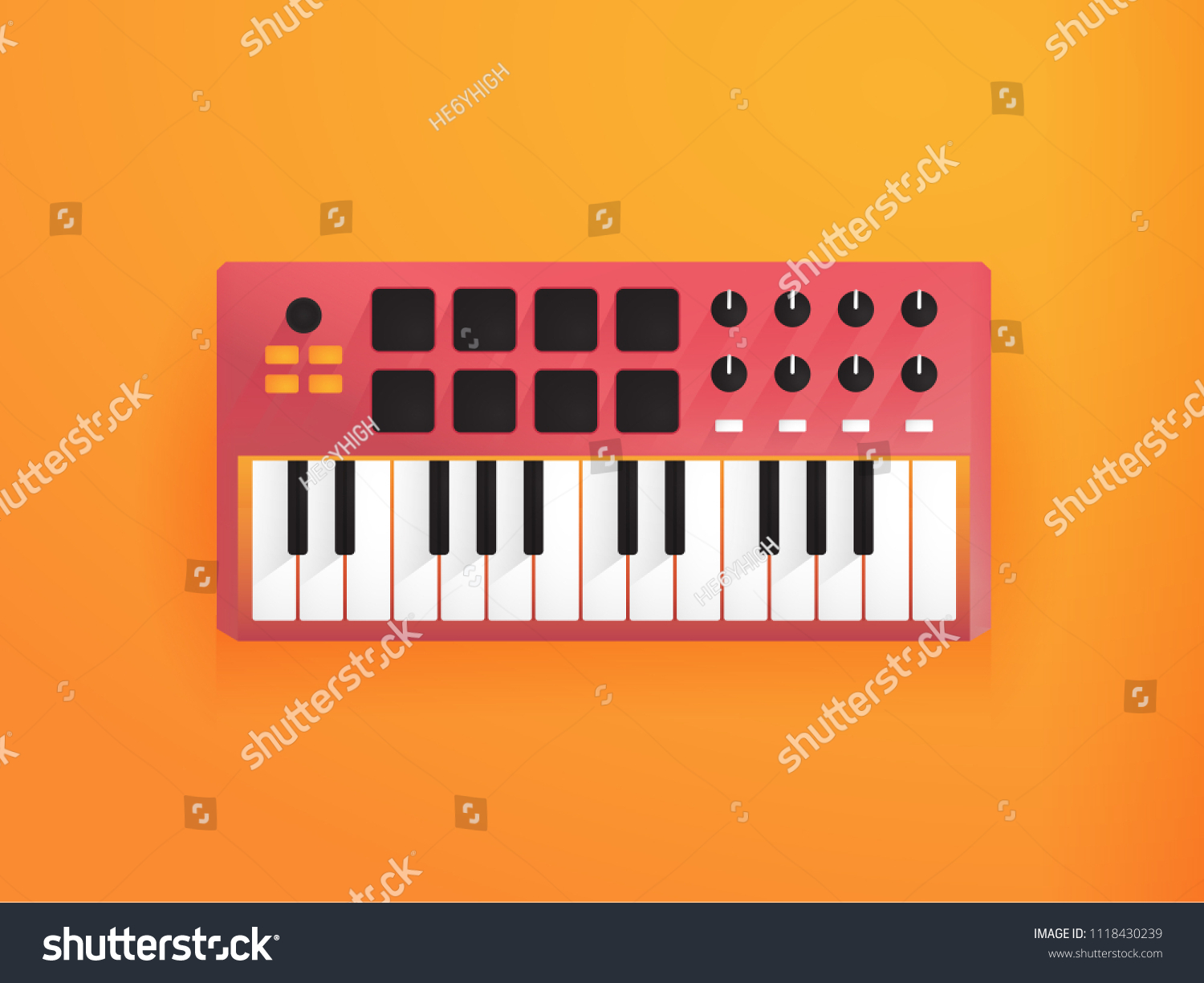 Midi Keyboard Piano Synthesizer Vector Stock Vector Royalty Free 1118430239