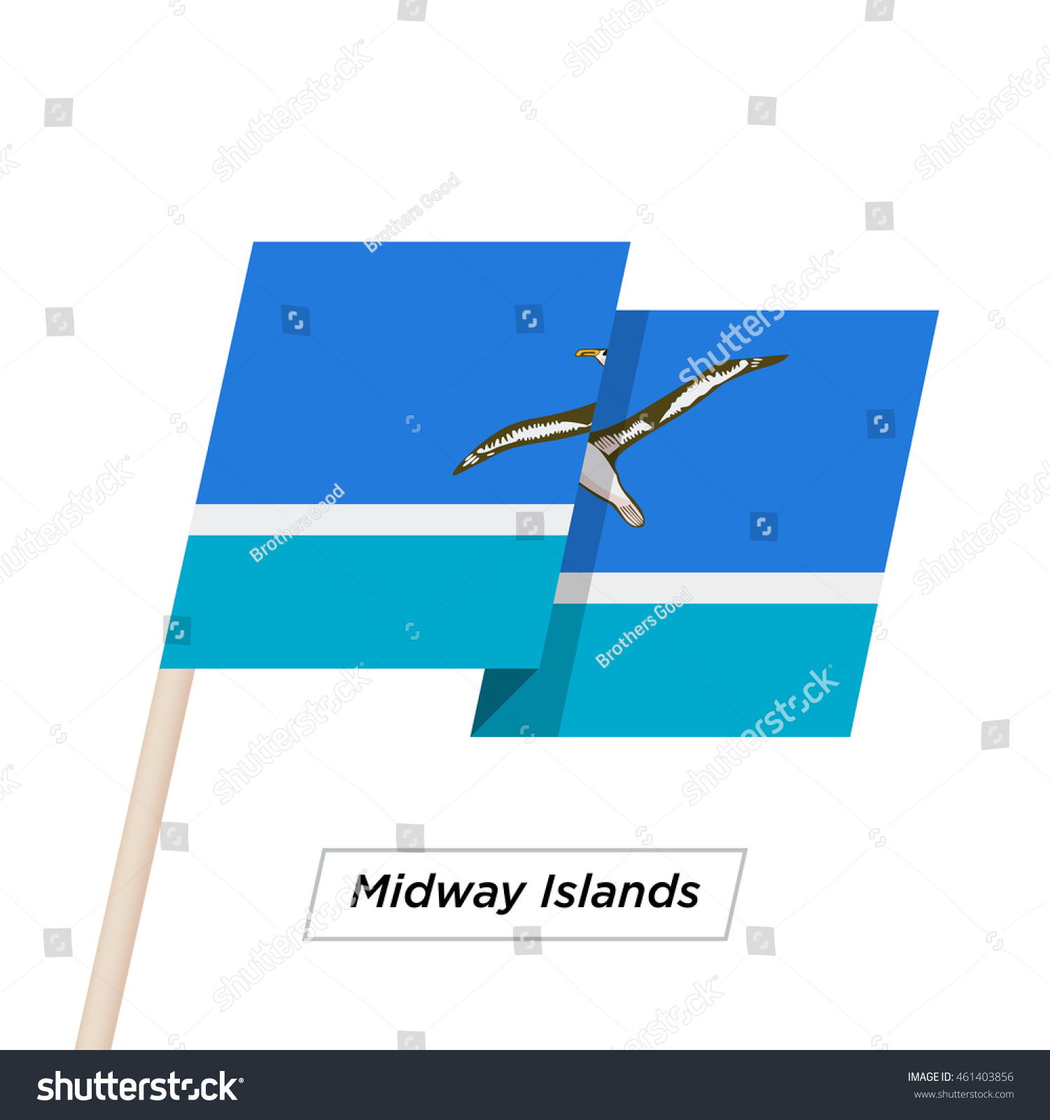 Midway Islands Ribbon Waving Flag Isolated Stock Vector Royalty Free