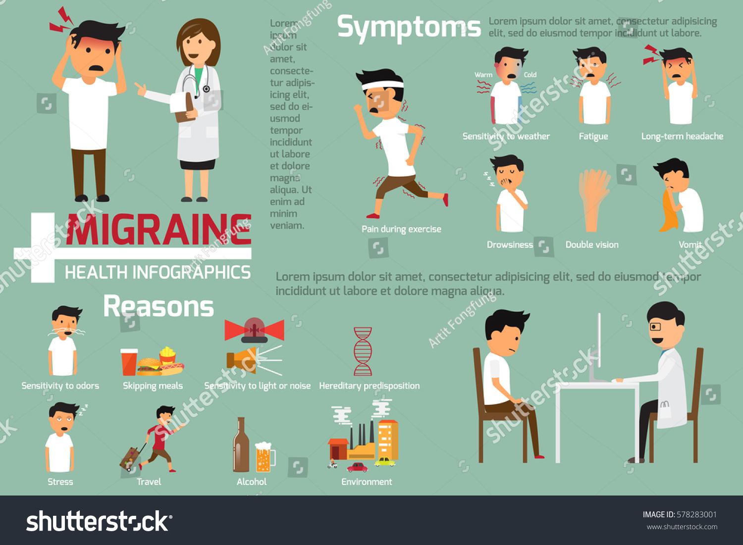 Migraine Headaches Infographics This Graphics Presenting Stock Vector Royalty Free 578283001