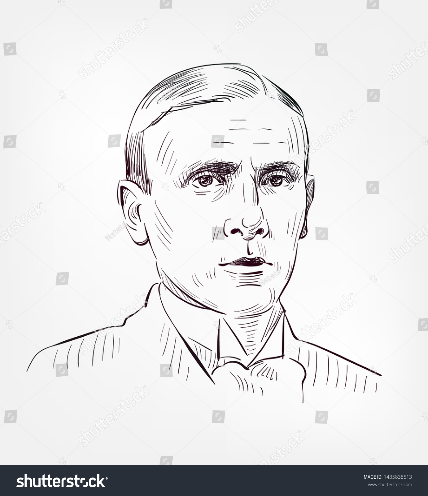 Mikhail Bulgakov Vector Sketch Portrait Illustration Stock Vector ...