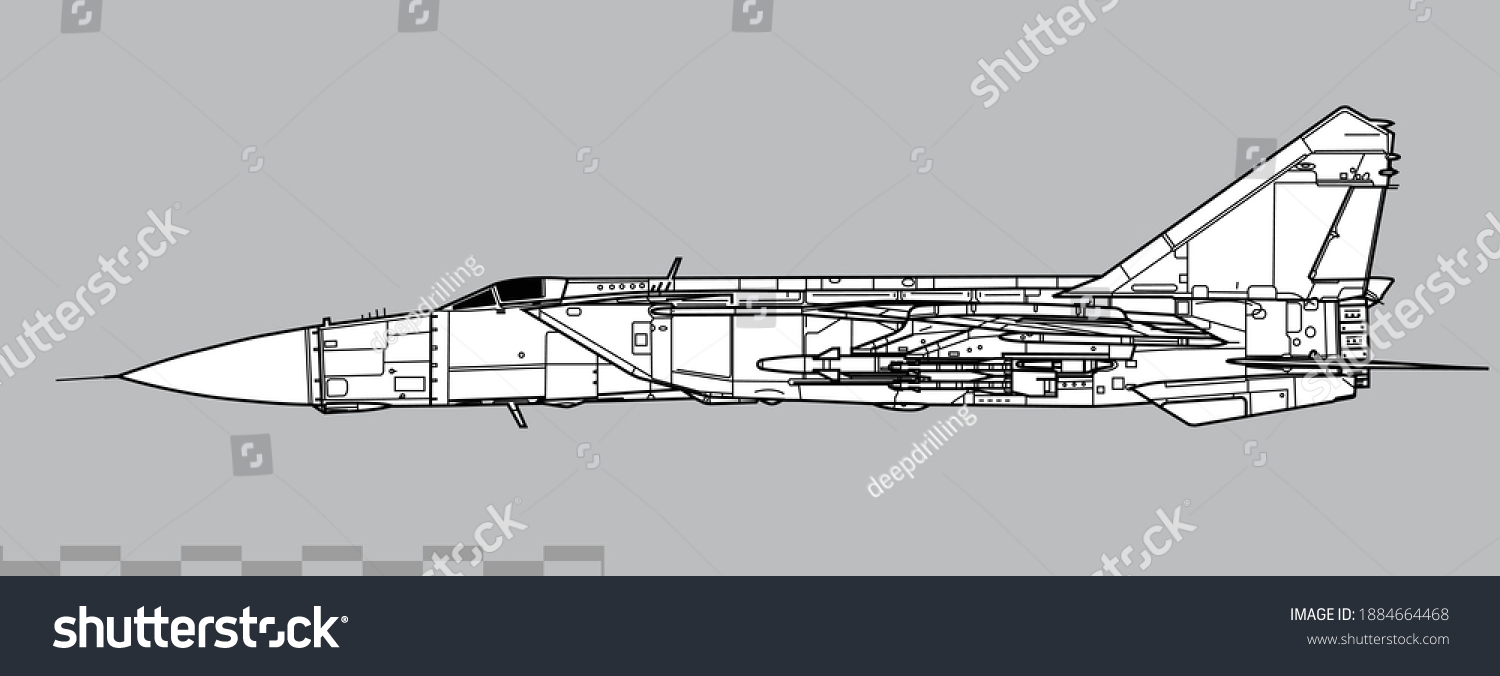 Mikoyan Mig25pd Foxbate Vector Drawing Supersonic Stock Vector (Royalty ...