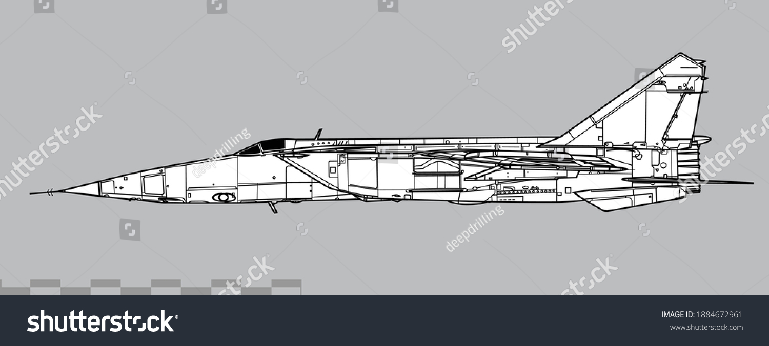 Mikoyan Mig25r Foxbatb Vector Drawing Supersonic Stock Vector (Royalty ...