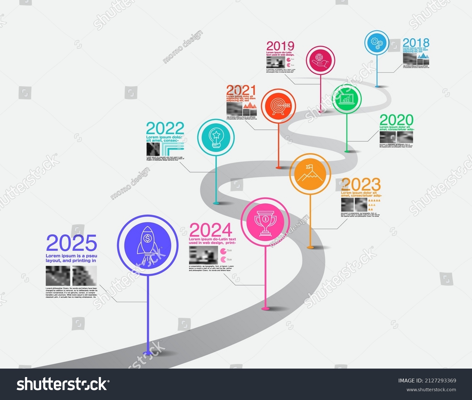 Vektor Stok Milestone Company Timeline Roadmap Infographic Vector Tanpa Royalti 2127293369 2454