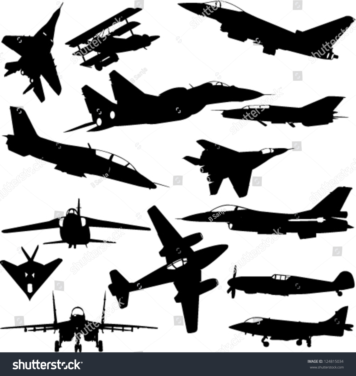 Military Airplanes Collection Vector Stock Vector Royalty Free 124815034 Military Airplanes Collection Vector Stock Vector Royalty Free 124815034