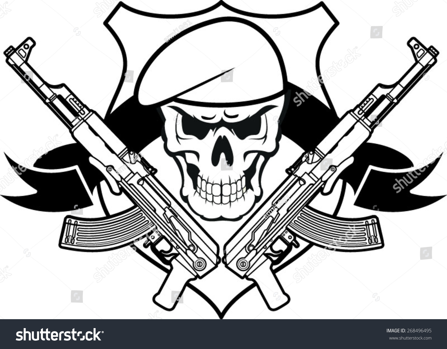 Military Badge Skull Russian Assault Rifles Stock Vector (Royalty Free ...